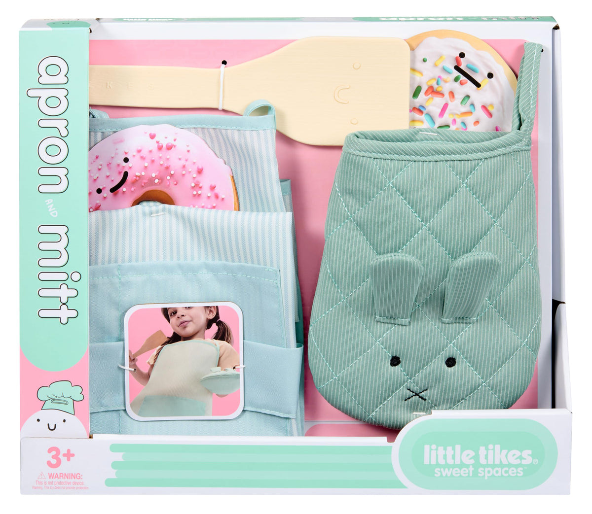 Little Tikes Sweet Spaces Apron & Oven Mitt Set - 3-Piece Cooking Kit, Ages 3-10