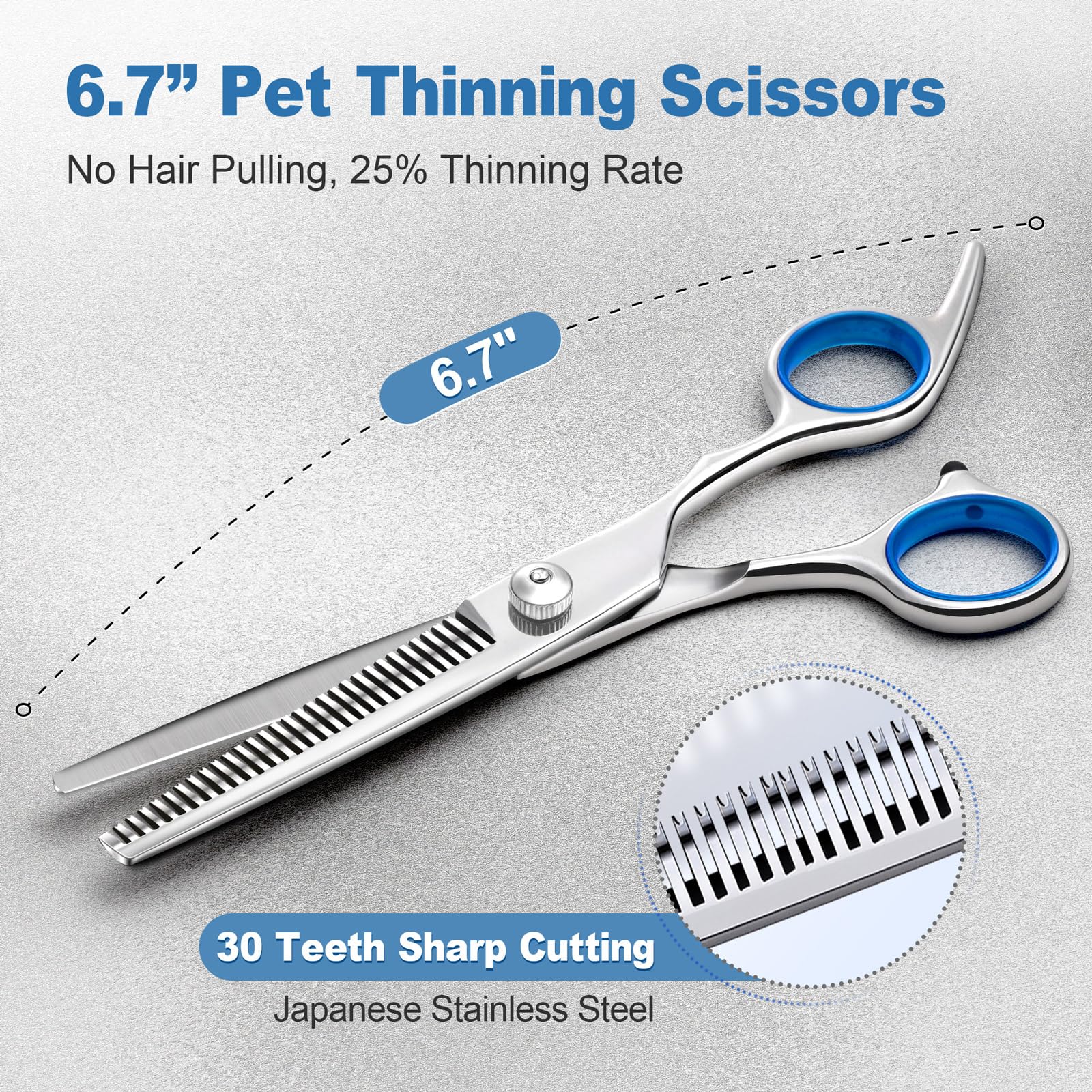 Gimars 6-in-1 Professional Dog Grooming Scissors Set | 4CR Stainless Steel | Blue 6