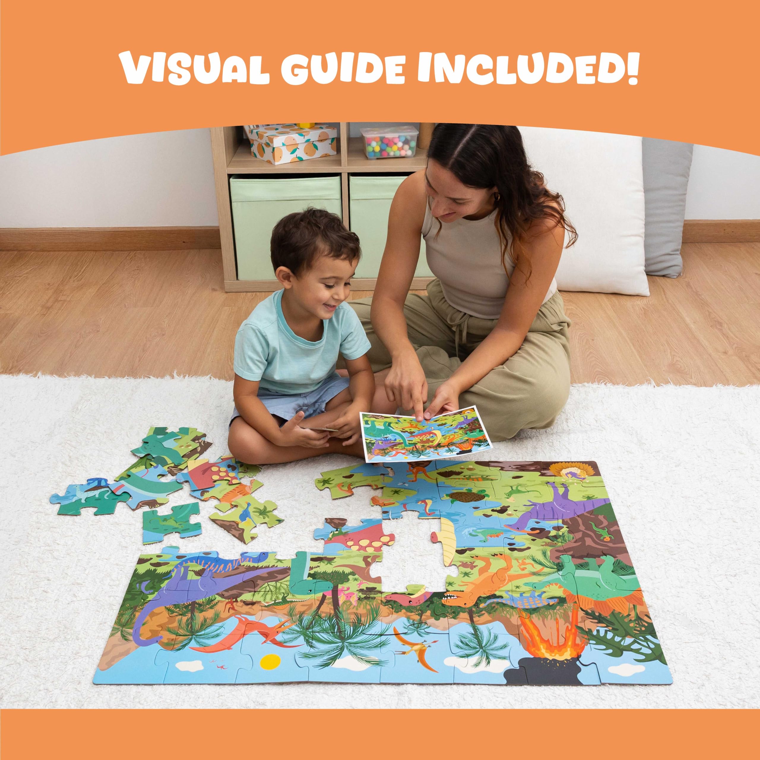 BONNYCO Giant Dinosaur Floor Puzzle - 48 Large Pieces, Ages 2+ 5