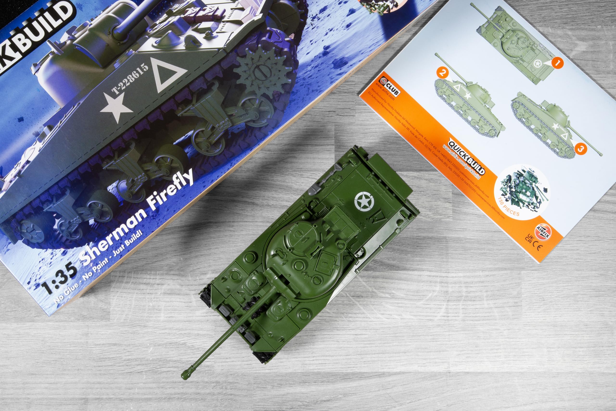 Airfix QUICKBUILD Sherman Firefly Model Tank Kit - 154-Piece Plastic Building Set for Kids & Adults 9