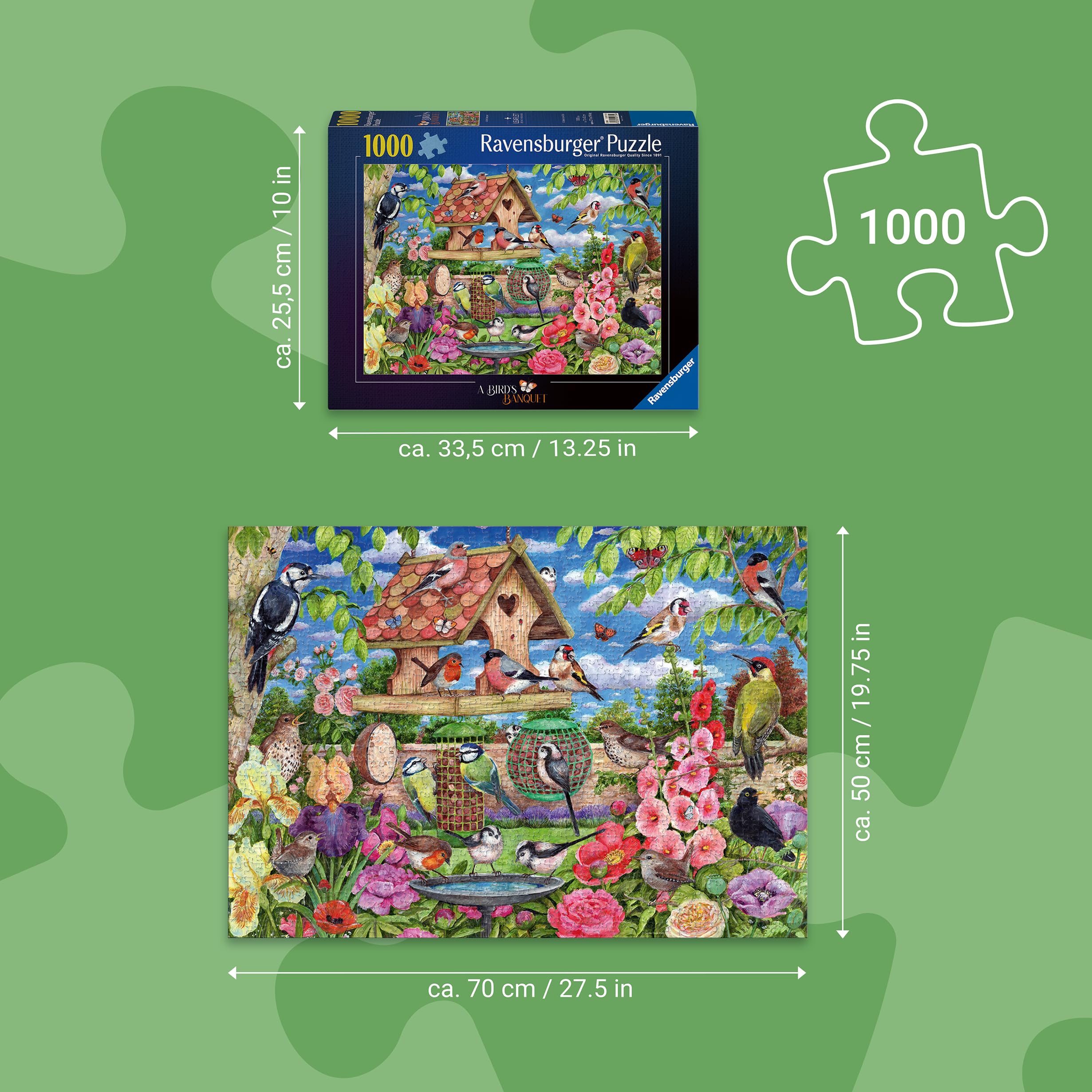Ravensburger The Birds' Banquet 1000 Piece Jigsaw Puzzle - Nature & Wildlife Theme | 70 x 50cm 5