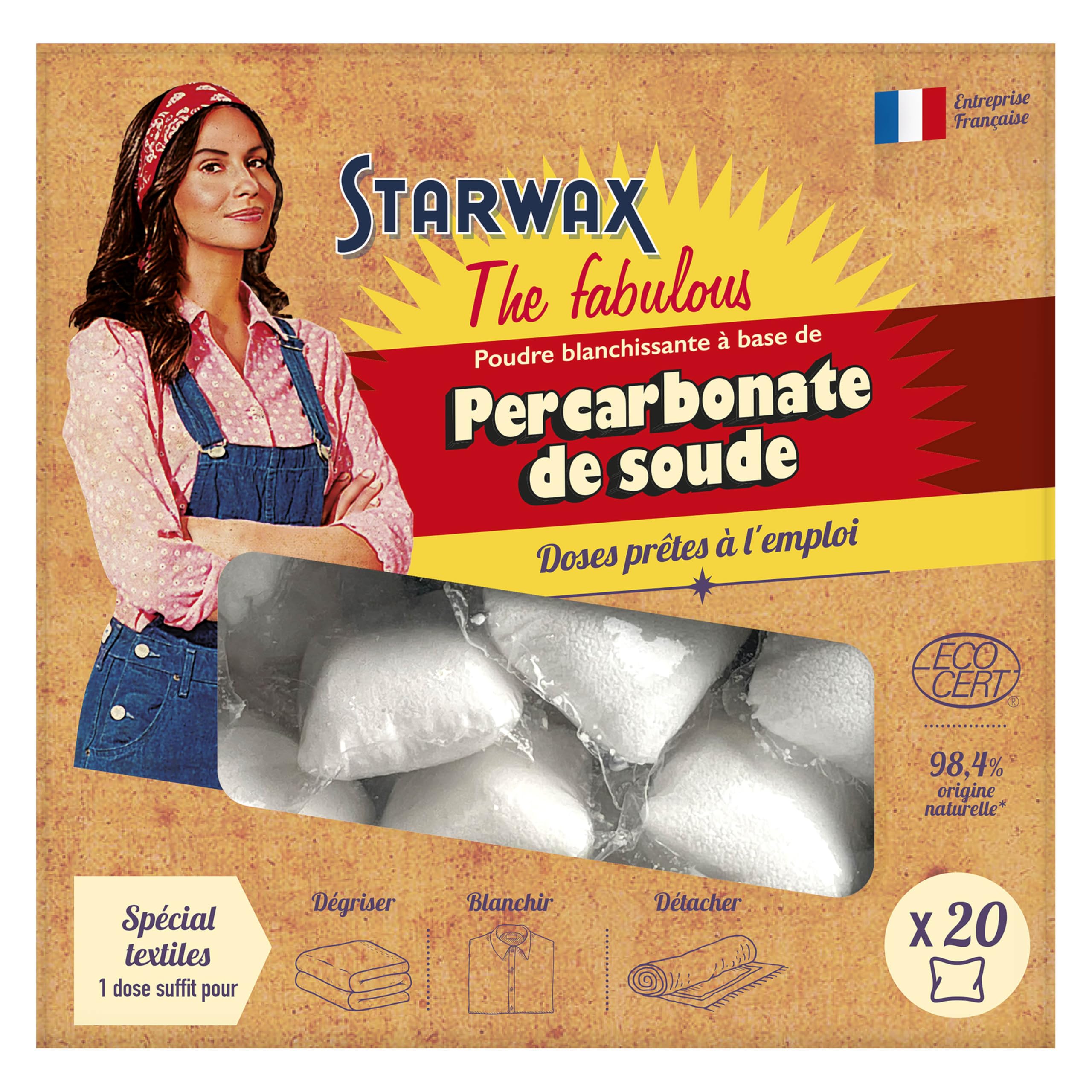 STARWAX THE FABULOUS Sodium Percarbonate Powder Detergent - 20 Count Capsules | Whitening & Stain Removal 1