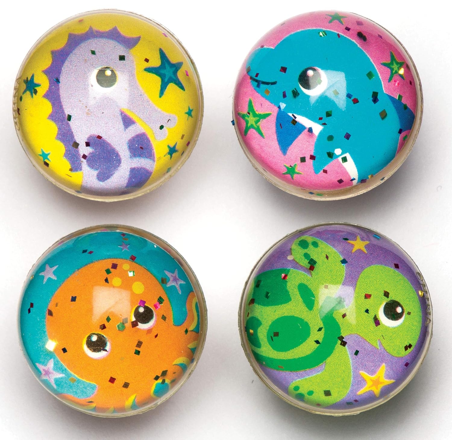 Baker Ross Sea Life Buddies Glitter Jet Bouncy Balls - 8-Pack for Kids 1