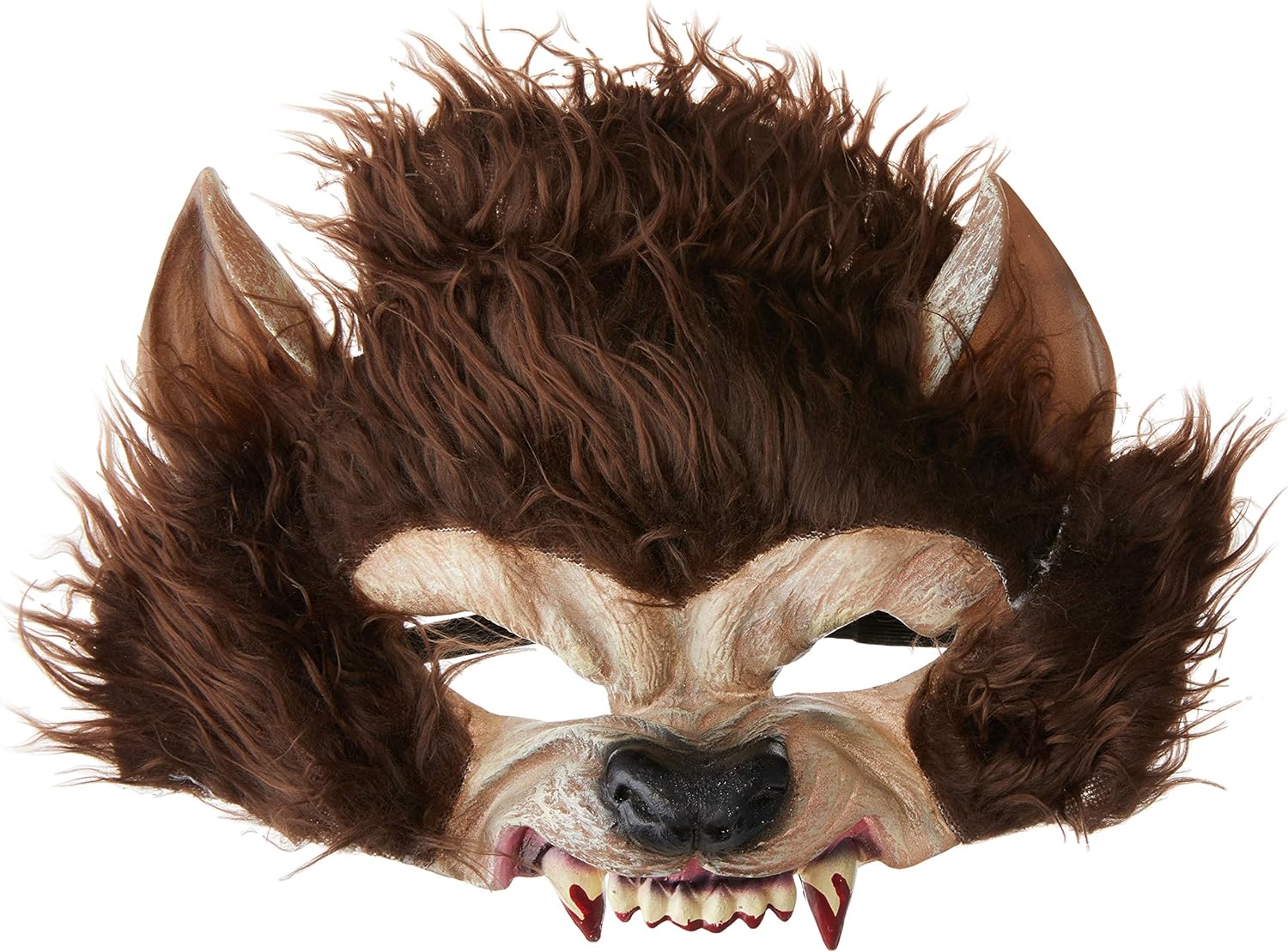 Smiffys Werewolf Half Face Mask - Brown Latex with Fur & Teeth 1