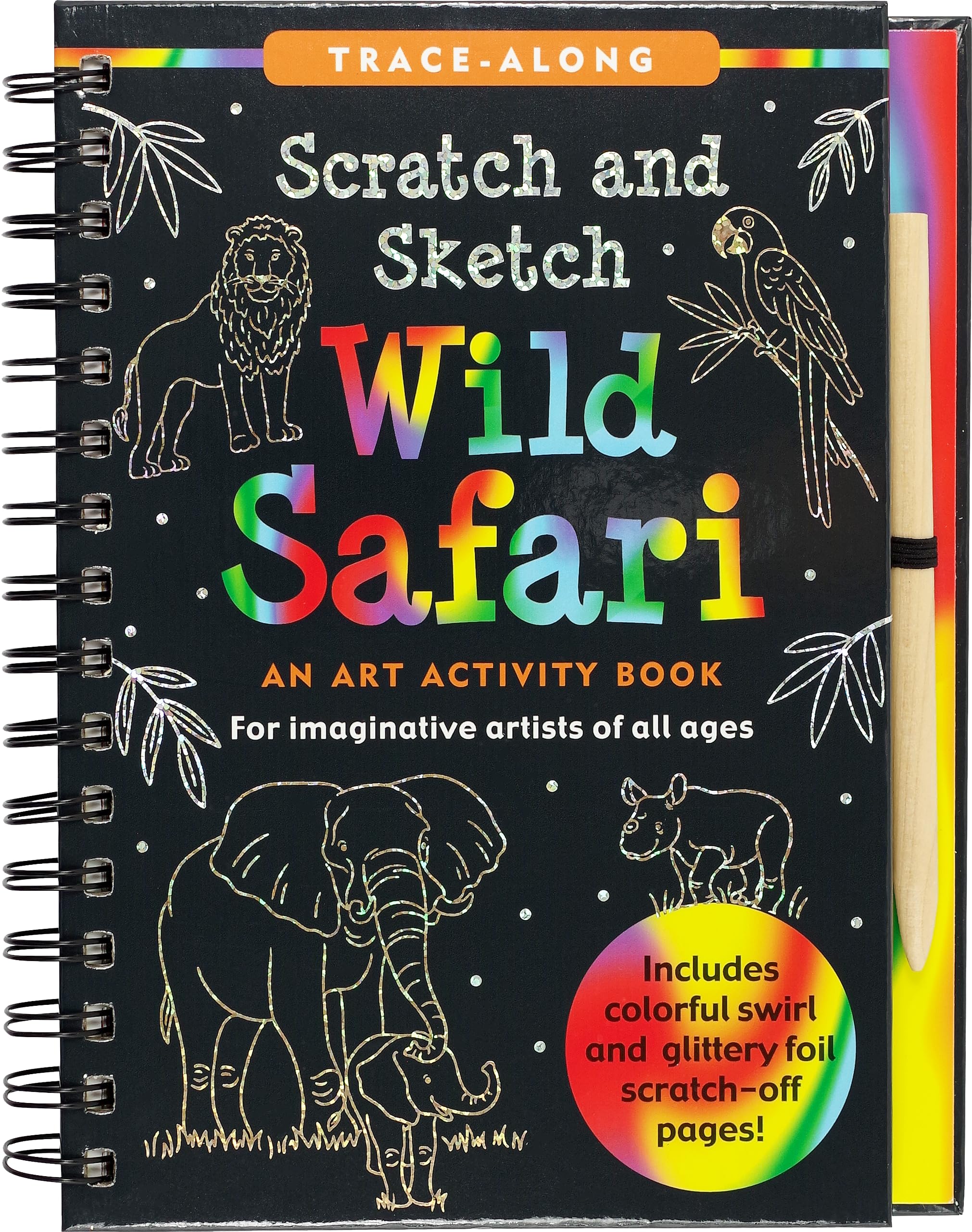 Peter Pauper Press Wild Safari Scratch & Sketch Activity Book - Trace Along, Ages 5-9 1