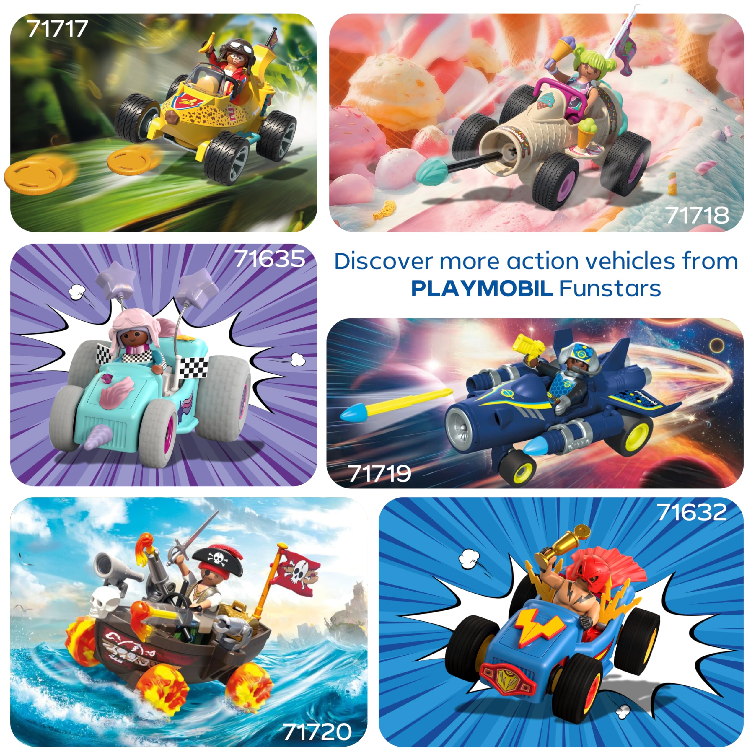 Playmobil Funstars Racing Banana Action Figure Set | Disc Shooting Function | Ages 4+ 5