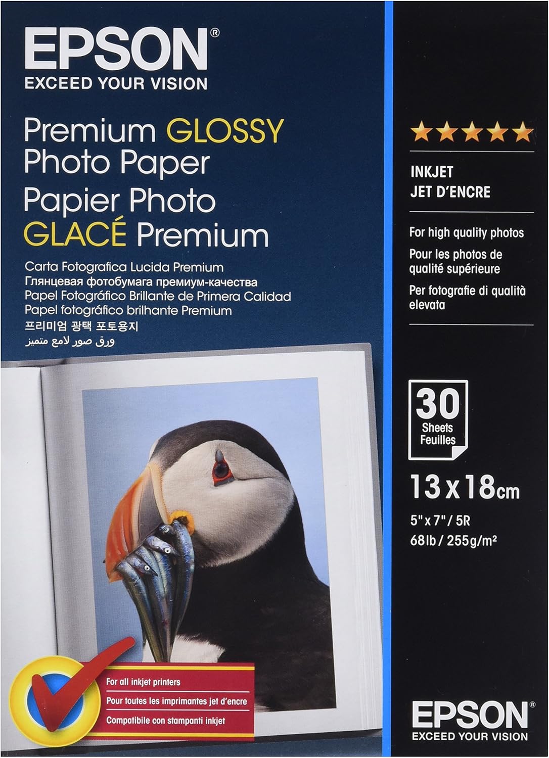 Epson C13S042154 Premium Glossy Photo Paper - Glossy photo paper - 13cm x 18cm - 255 g/m2 - 30 sheet(s) - white