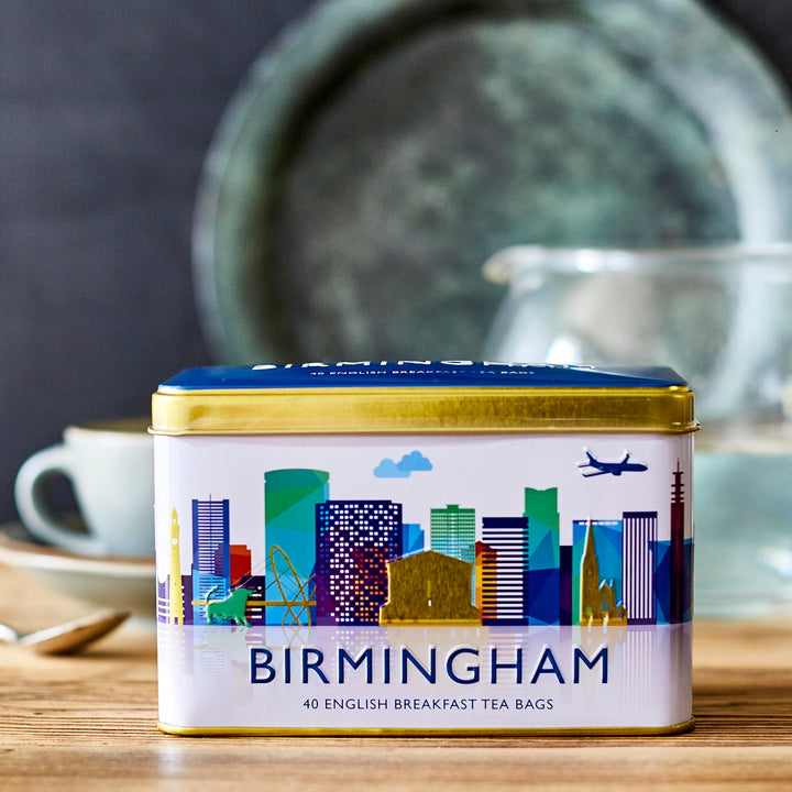 New English Teas Birmingham City Skyline - English Breakfast Tea Tin with 40 Teabags