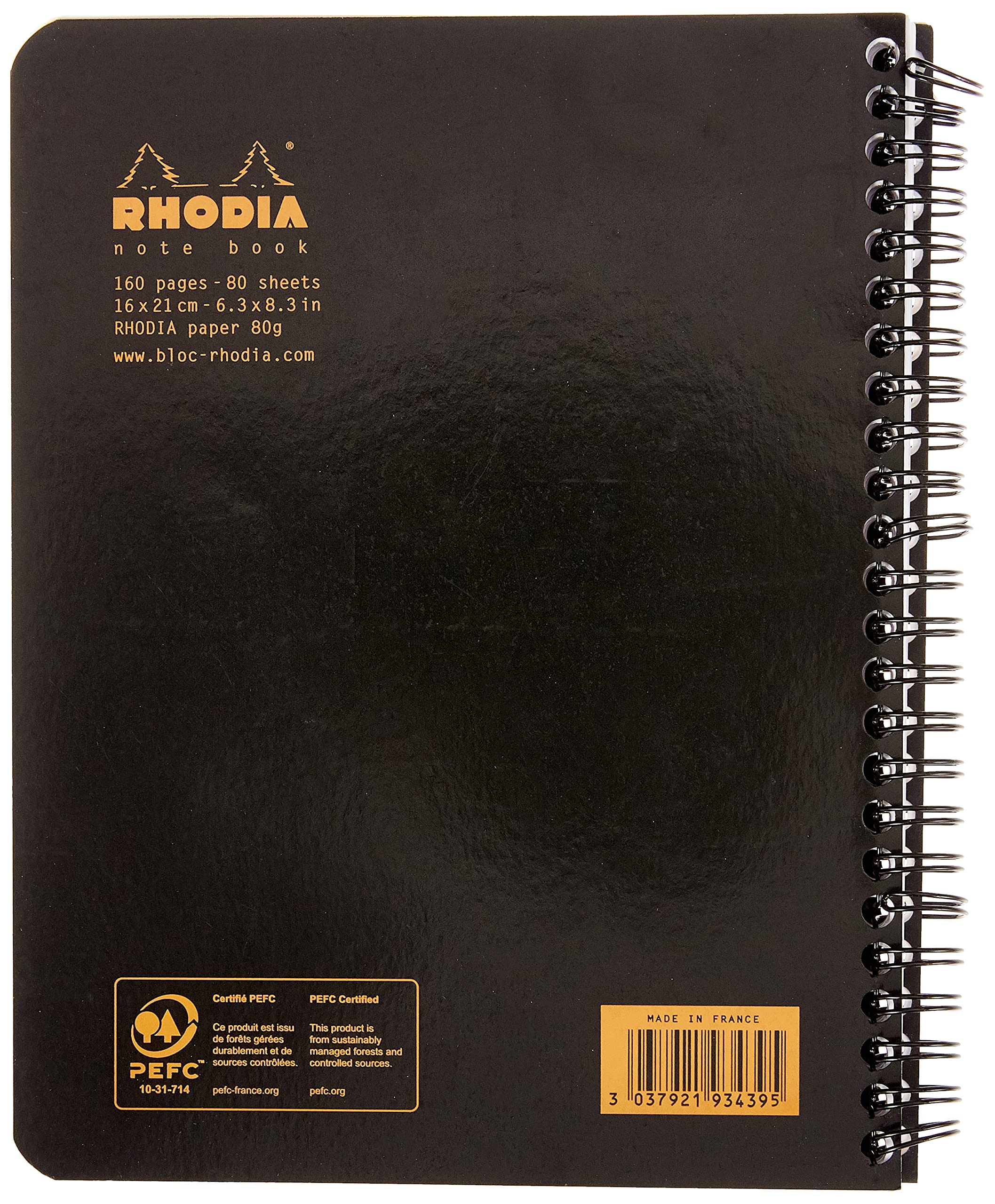 Rhodia 193439C Spiral Notebook - A5+ Black | Waterproof Cover | 80 g/m² Dot Grid Paper