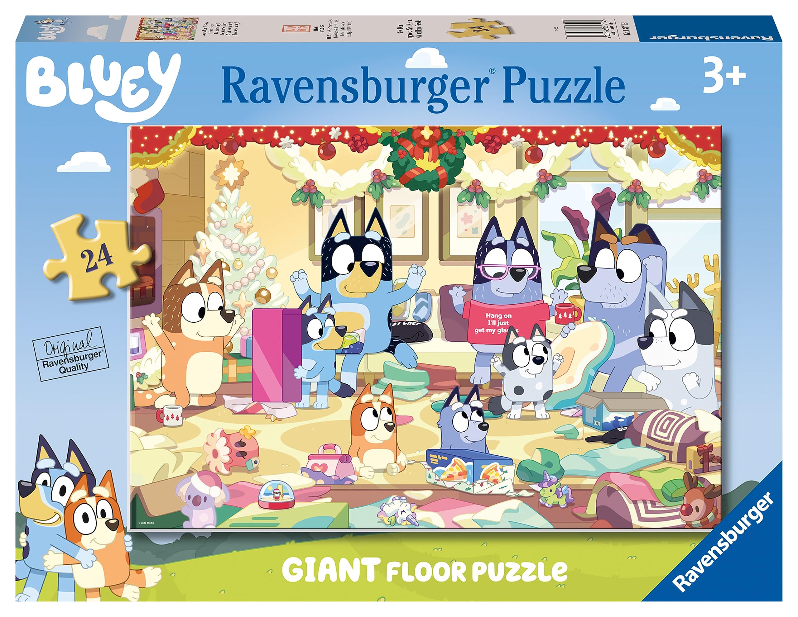 Ravensburger Bluey Christmas Special Edition 24-Piece Giant Floor Puzzle for Kids 3 Years Up