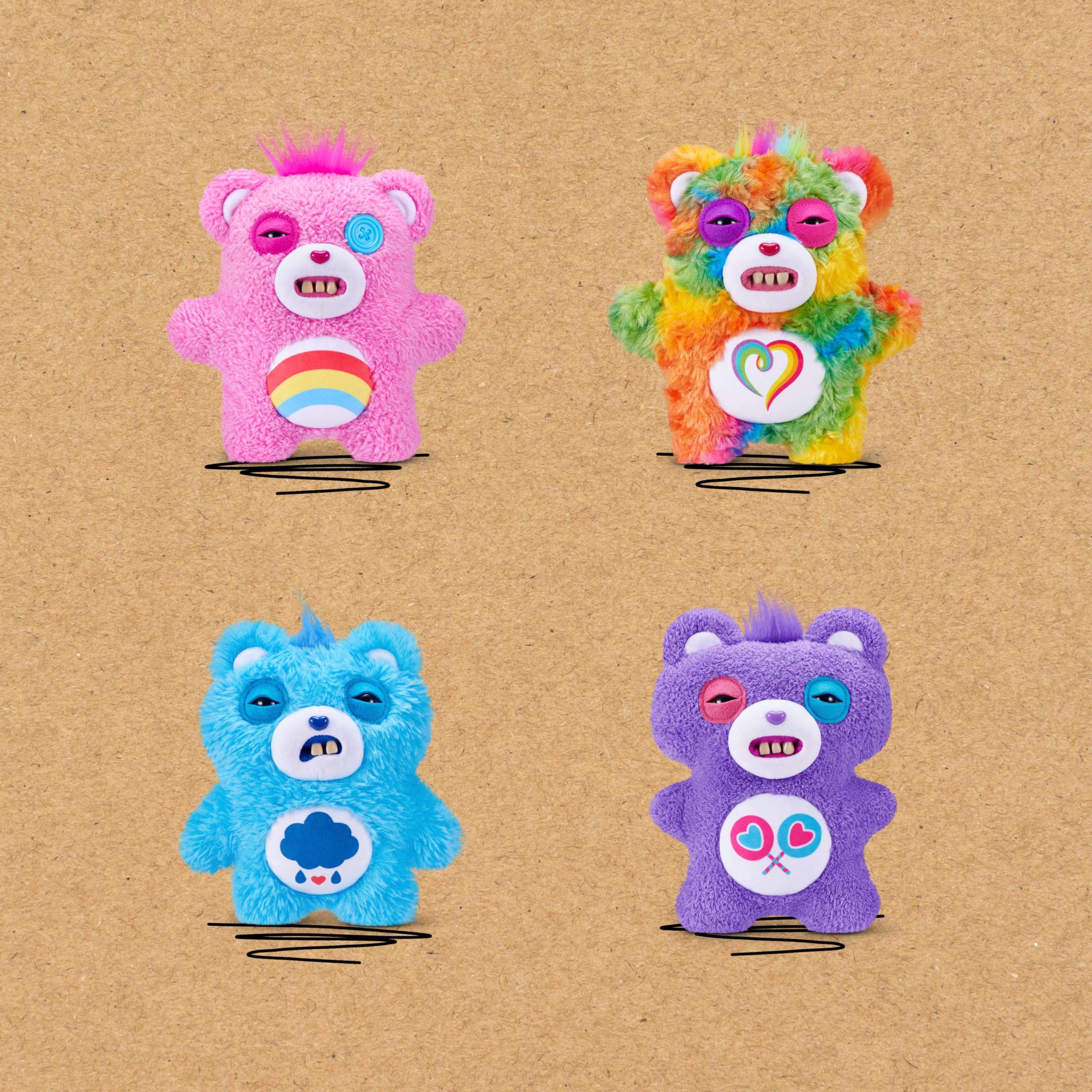 Fuggler Care Bears 9-Inch Plush Toy - Cheer Bear | Human-Like Teeth | Ages 4+ 4
