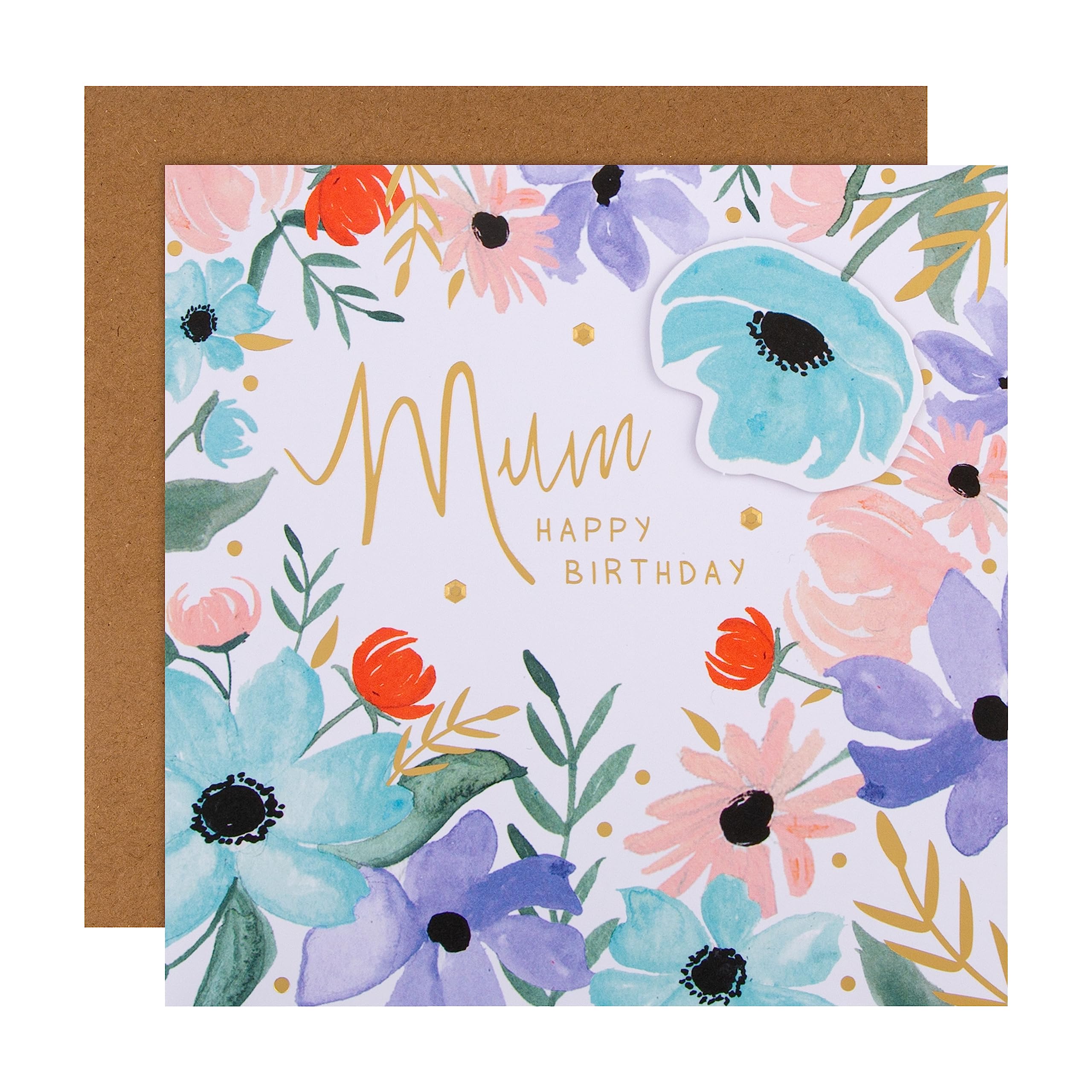Hallmark Birthday Card for Mum - Contemporary Floral Design | 16cm Square 1