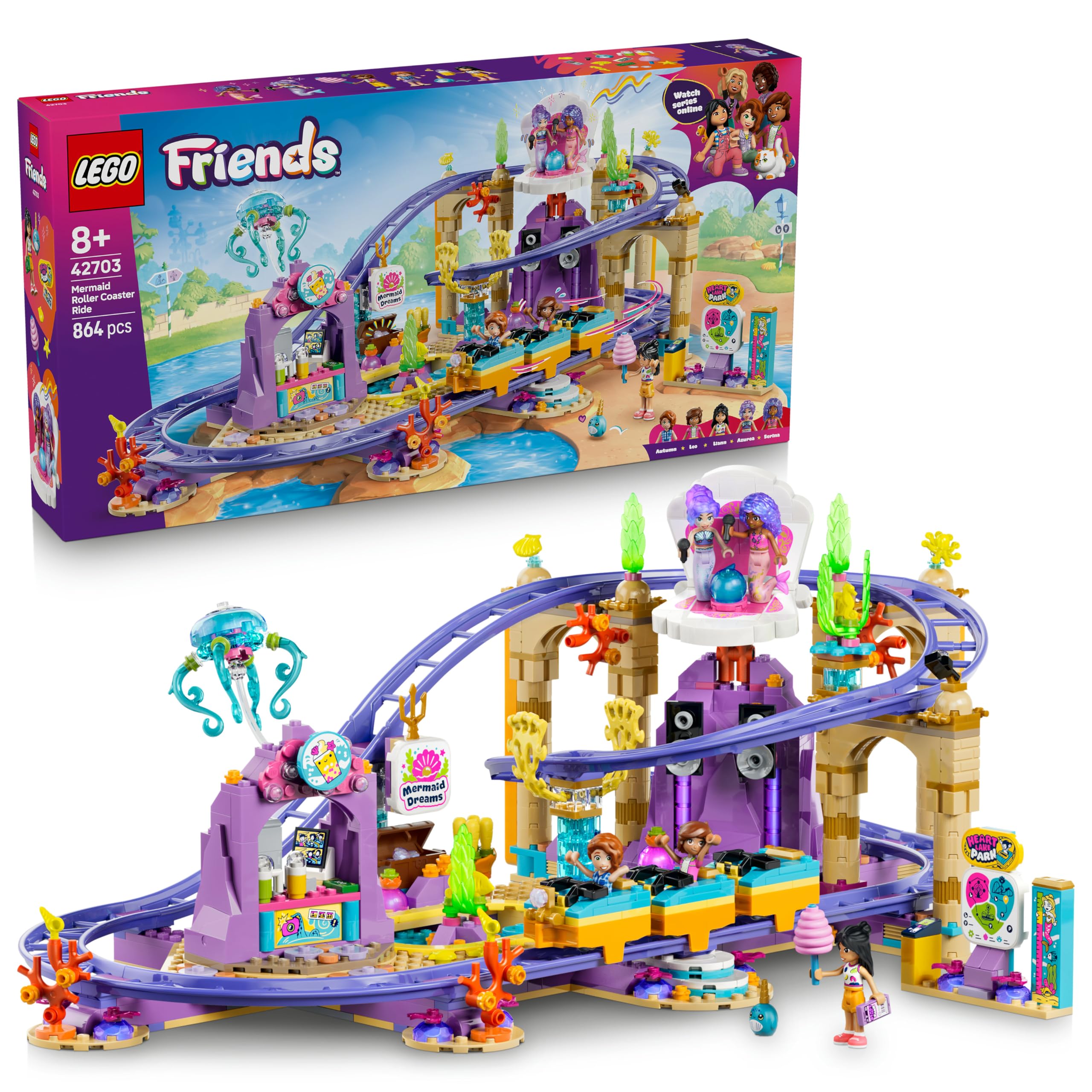 LEGO Friends Mermaid Roller Coaster Ride Building Set - Ages 8+ | 5 Mini Dolls | Multicolor 1