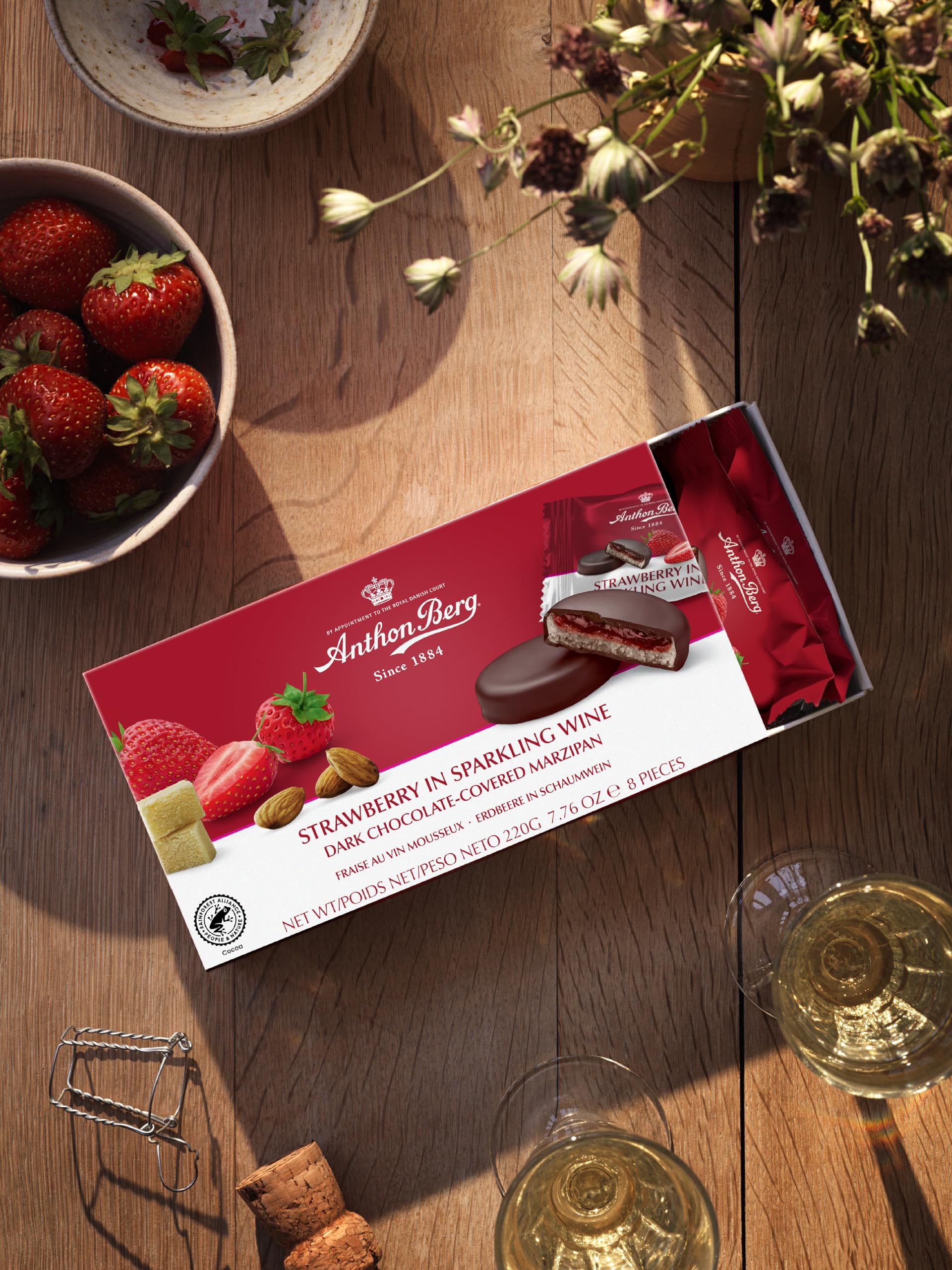 Anthon Berg Dark Chocolate Covered Marzipan Treats - Strawberry in Champagne 220g 6