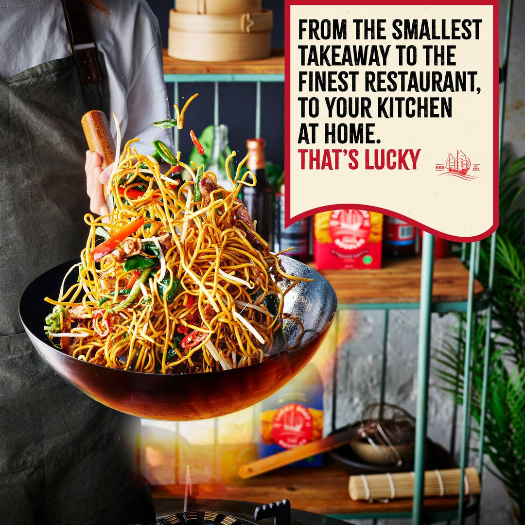 LUCKY BOAT No1 Thick Chow Mein Noodles 900G - Restaurant Quality Chinese Noodles