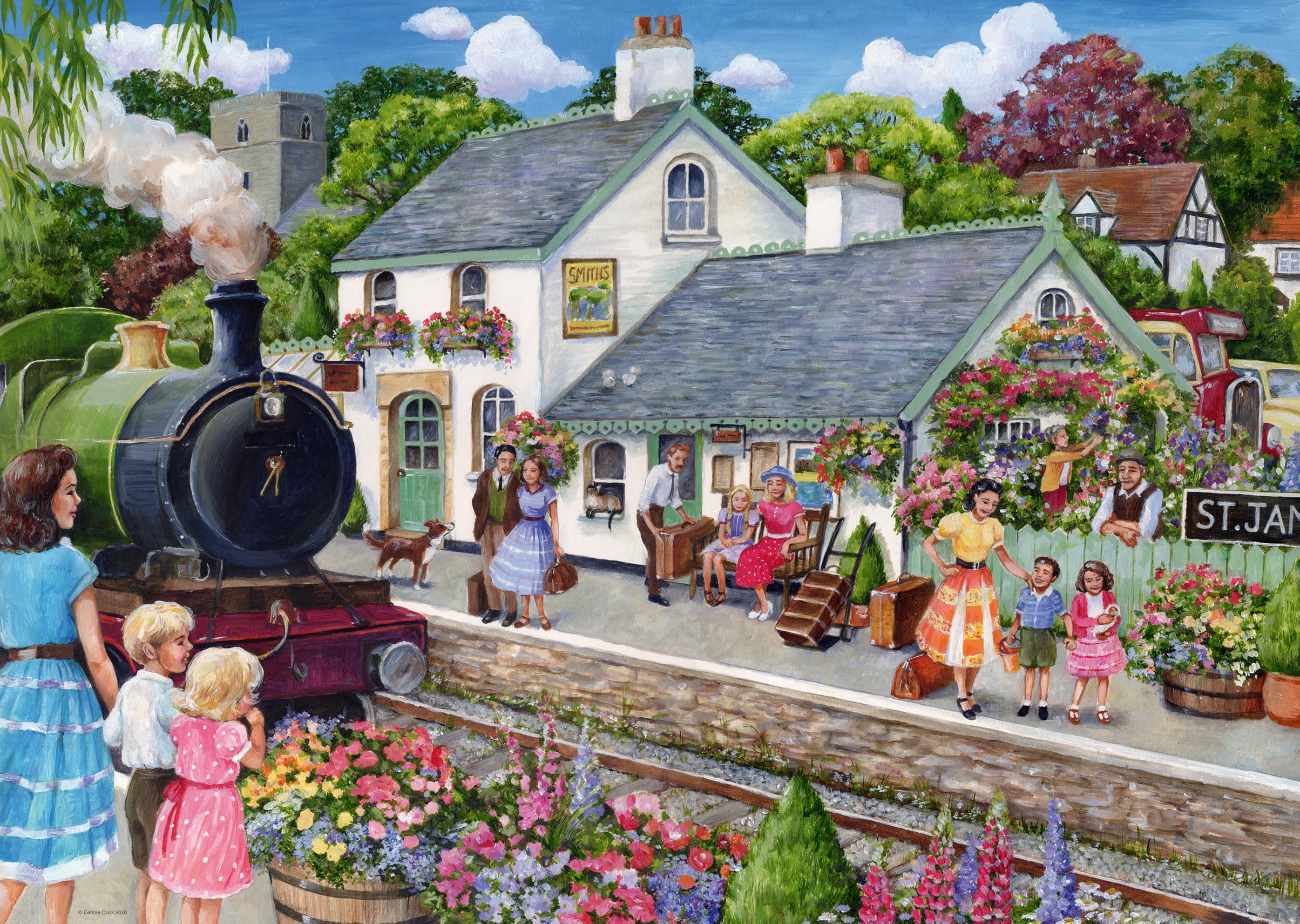 Ravensburger Whistle Stop Cottage 1000 Piece Jigsaw Puzzle - FSC Certified Cardboard 1