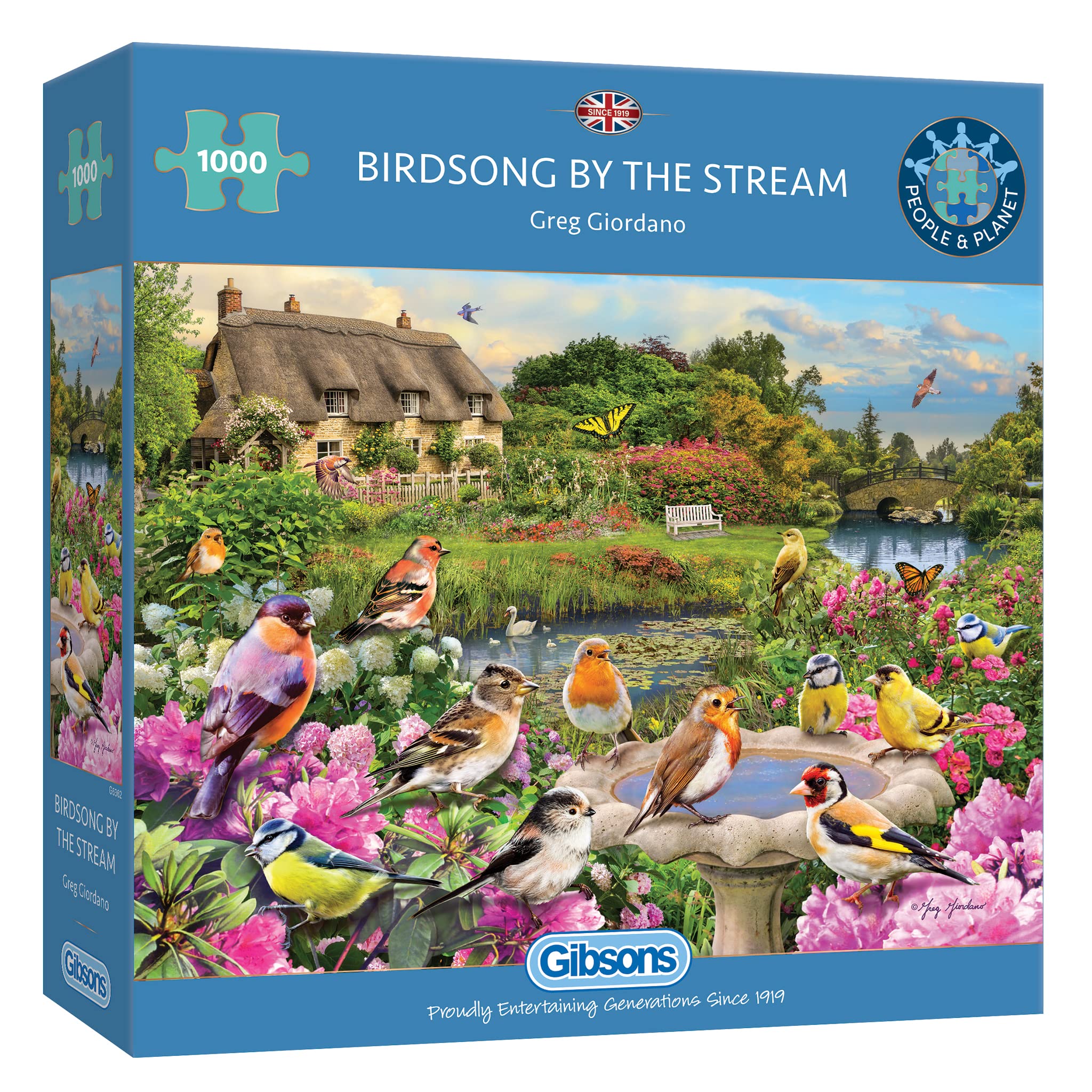 Gibsons Birdsong by the Stream Jigsaw Puzzle - 1000 Pieces | Premium Recycled Board | Includes Poster