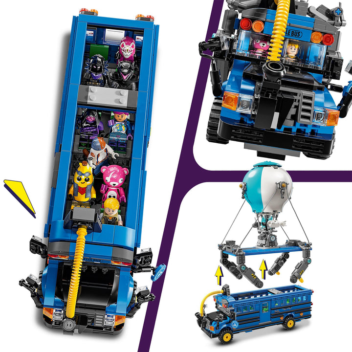 LEGO Fortnite Battle Bus Toy - Video Game Vehicle Model Kit w/ 9 Character