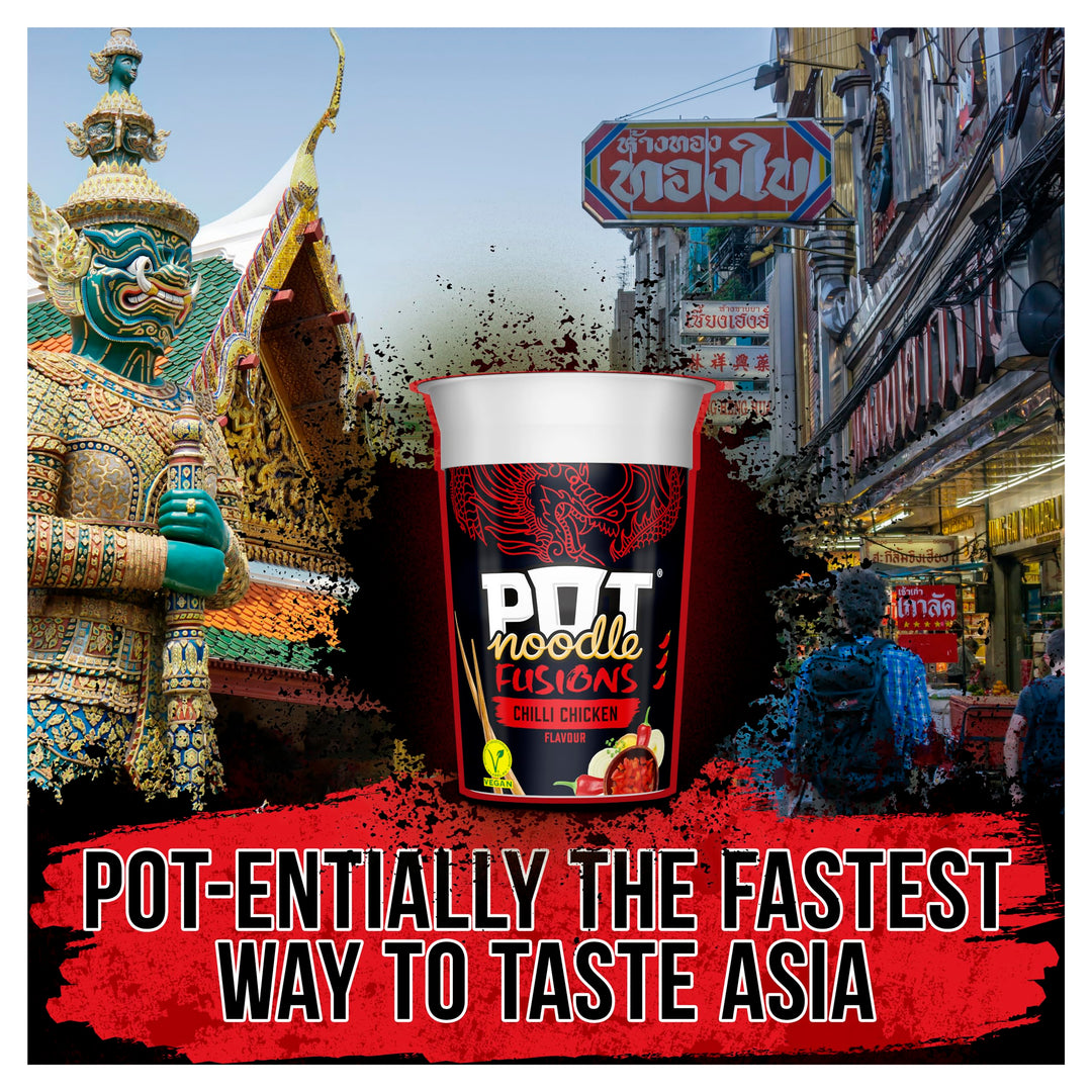 Pot Noodle Fusions Chilli Chicken Instant Vegan Noodles 100g