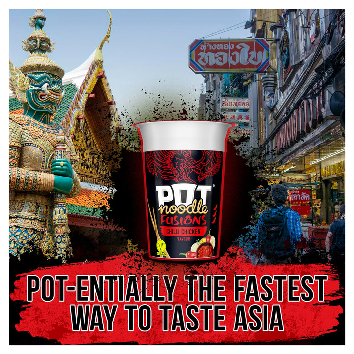 Pot Noodle Fusions Chilli Chicken Instant Vegan Noodles 100g
