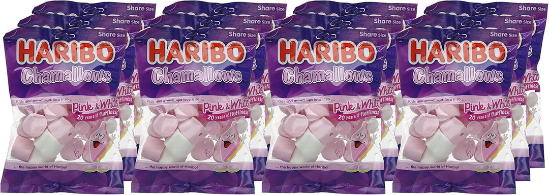 HARIBO Pink and White Marshmallows 1.7kg Bulk Sweets 140g x 12 Packs
