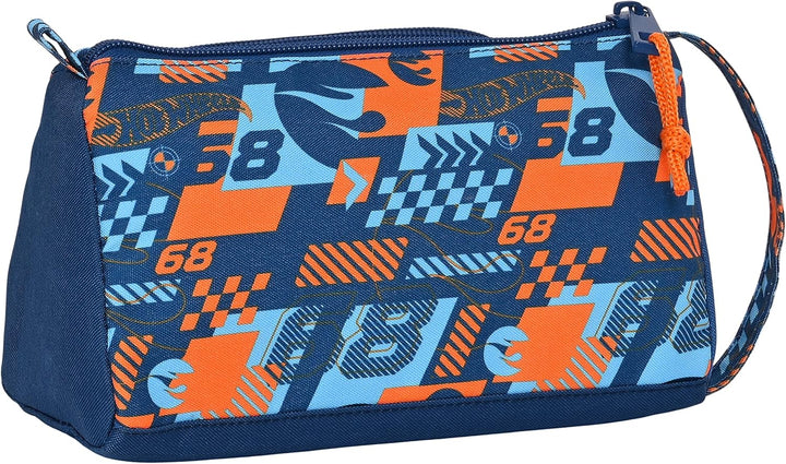 Hot Wheels Speed Club Pencil Case with Folding Pocket (Navy and Orange)