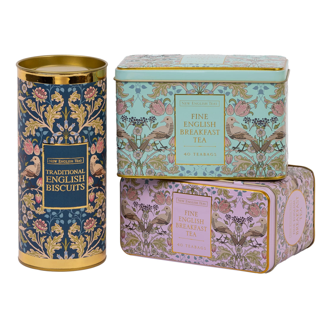New English Teas - Traditional Tea & Biscuits Gift Set with 80 English Breakfast Teabags