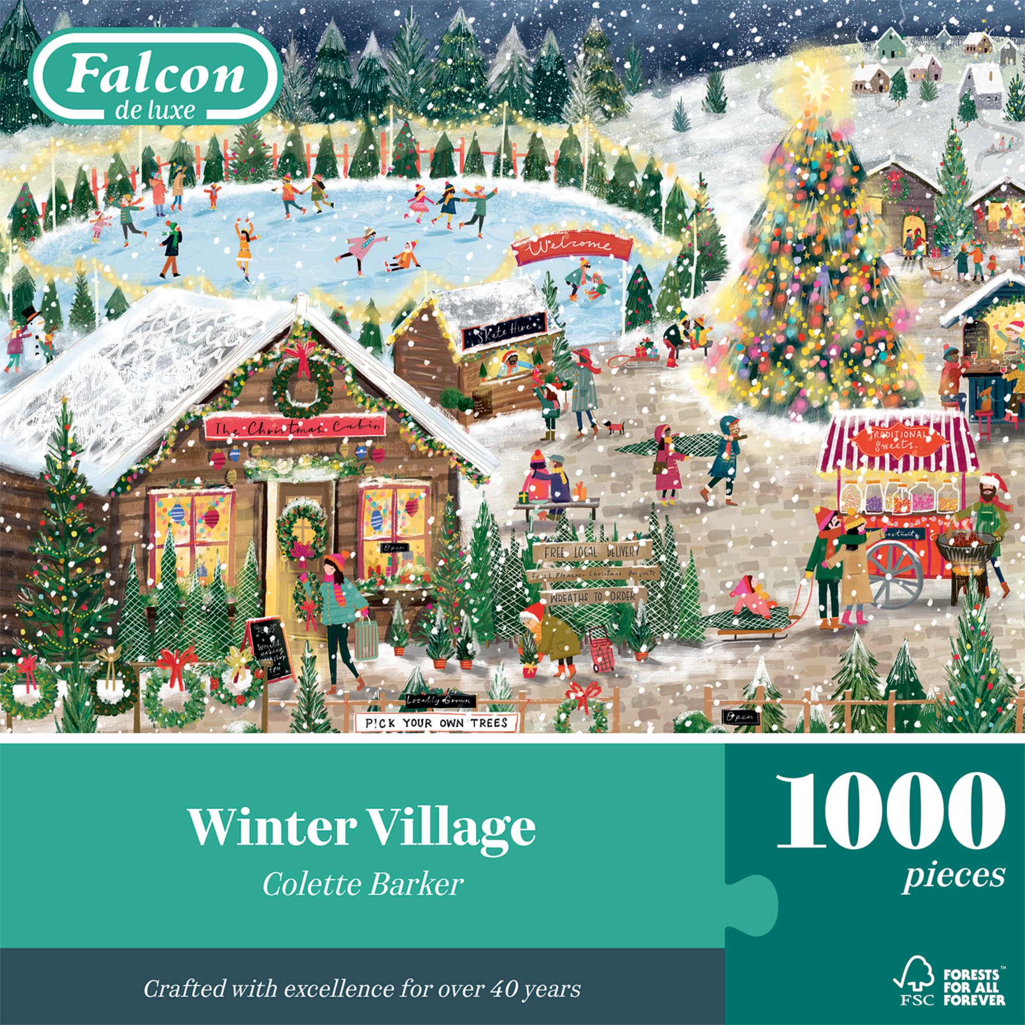Falcon Winter Village - 1000 Piece Jigsaw Puzzle for Adults 1