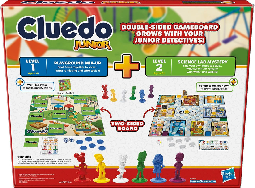 Clue Junior Game, 2-Sided Gameboard, 2 Games in 1, Clue Mystery Game for Younger Kids