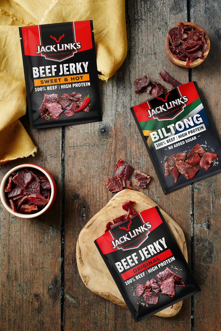 Jack Link's Beef Jerky Teriyaki, Box of 12 x 40 g, High Protein Dried Meat Snack
