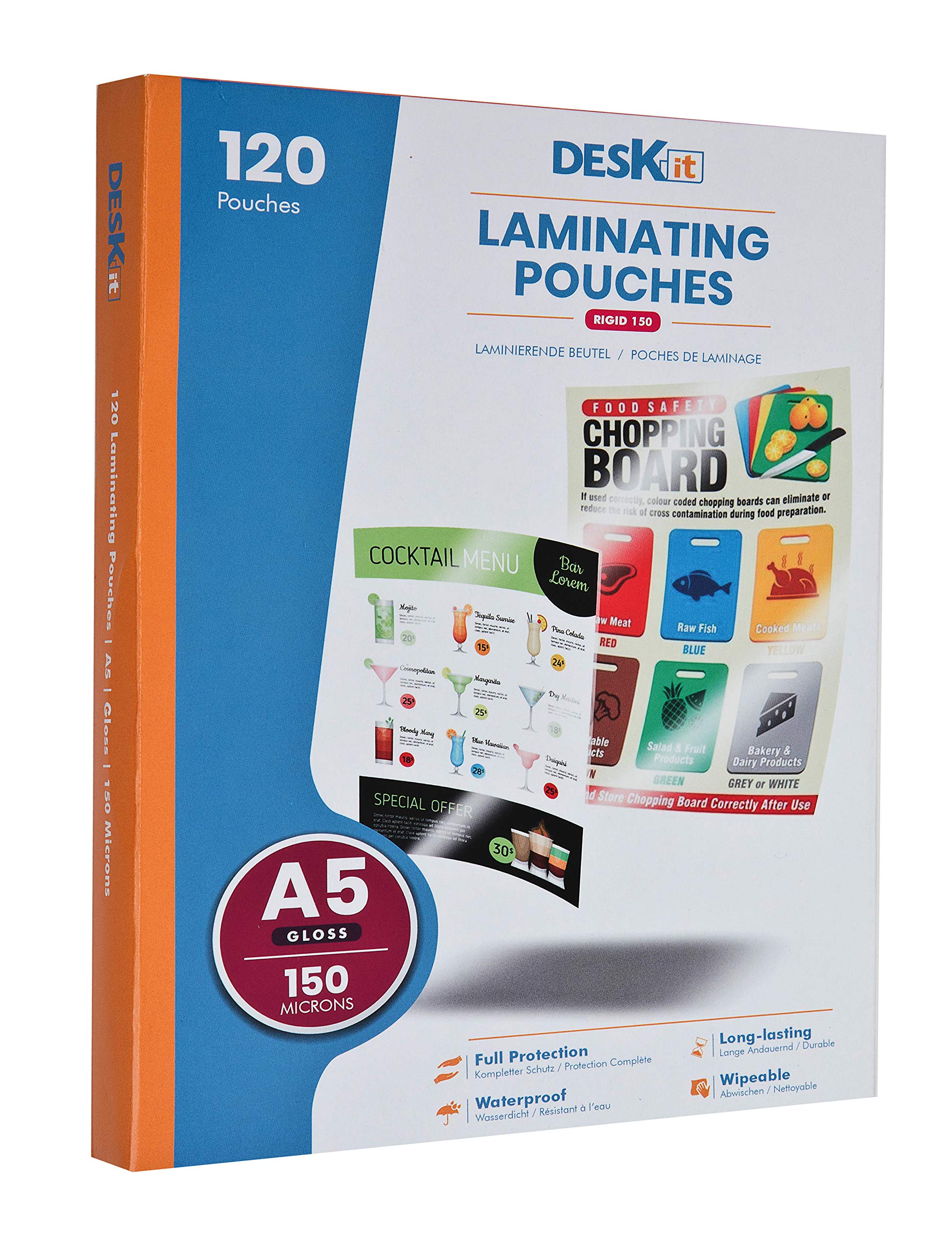 deskit A5 Laminating Pouches - 120 Sheets, 150 Microns, Gloss Finish | Professional Protection