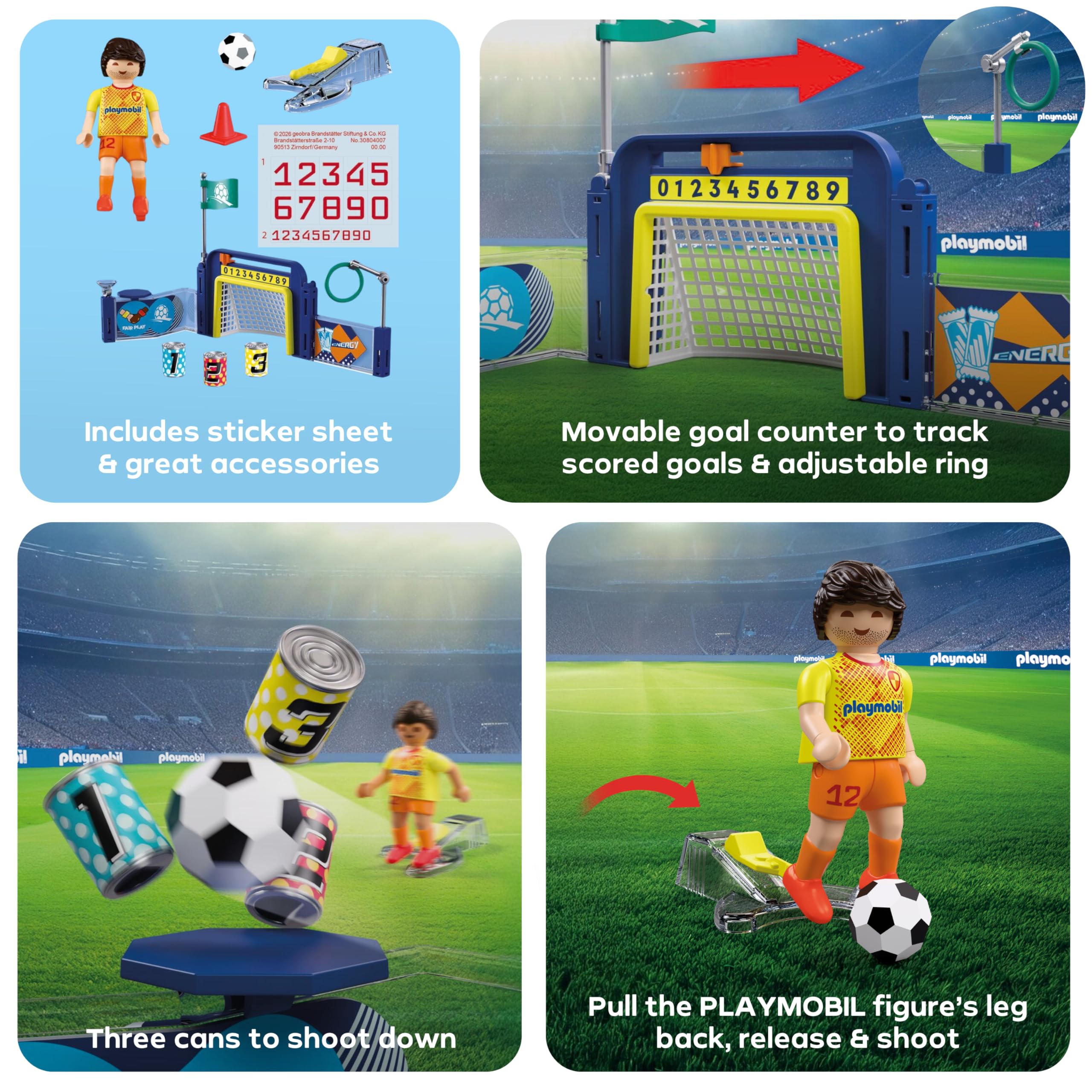 Playmobil Soccer Training Station - Target Wall & Shooting Mechanism | Ages 4+ 5
