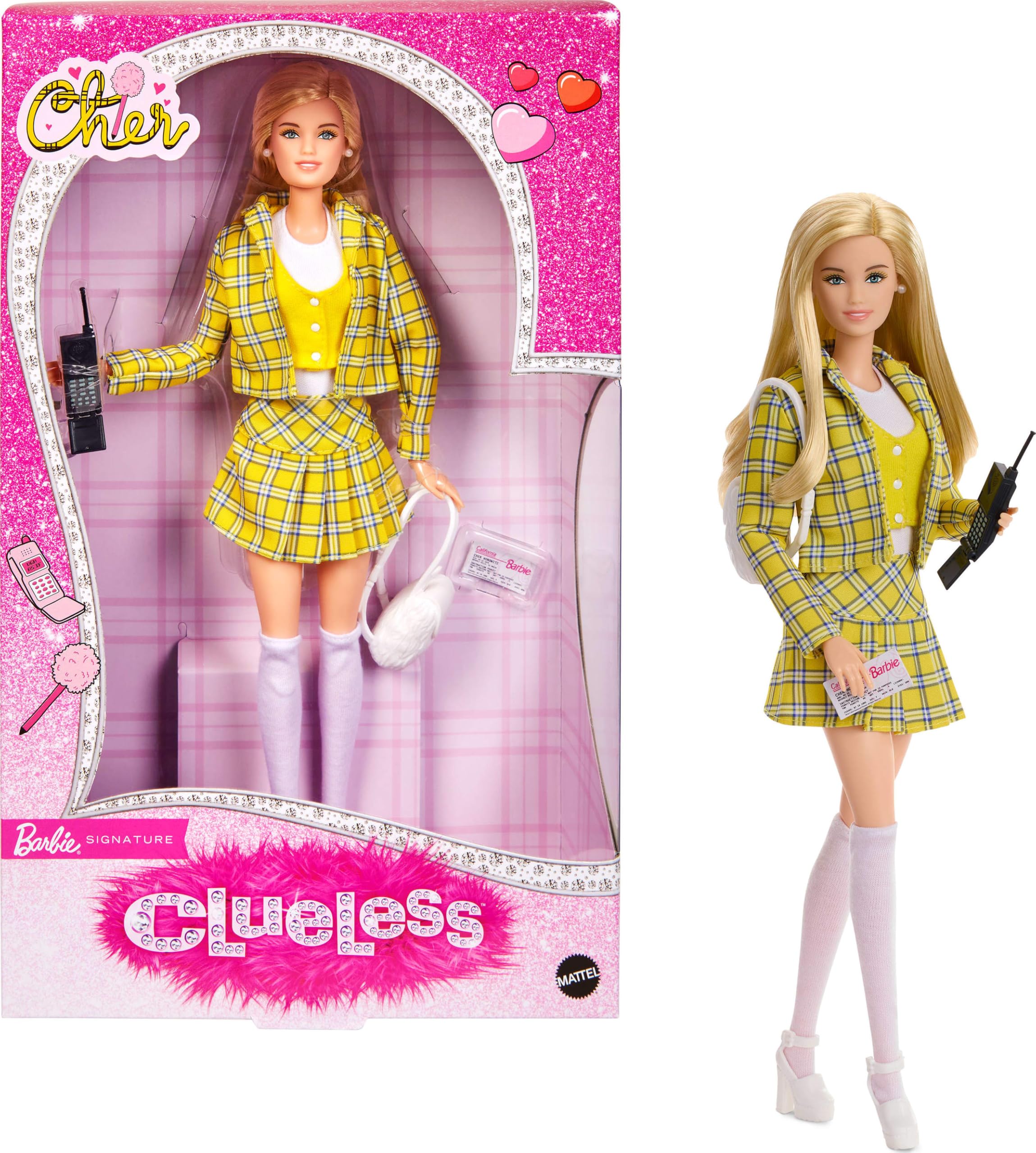 Barbie Signature Clueless Cher Doll - Yellow Plaid Suit Collectible with Accessories 7