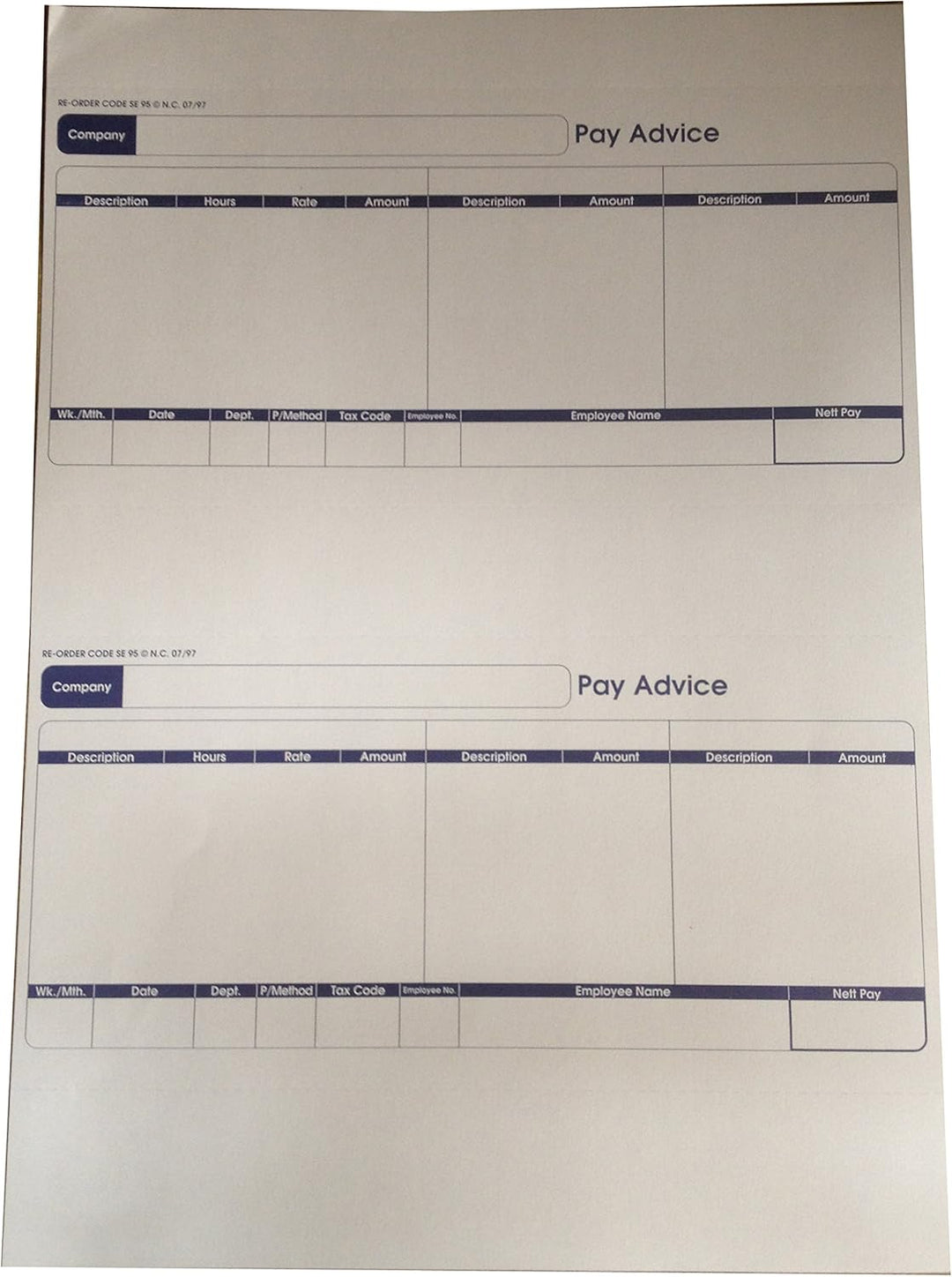 Custom Forms SE95S 1 Part Inkjet/Laser Payslip (Pack of 500)