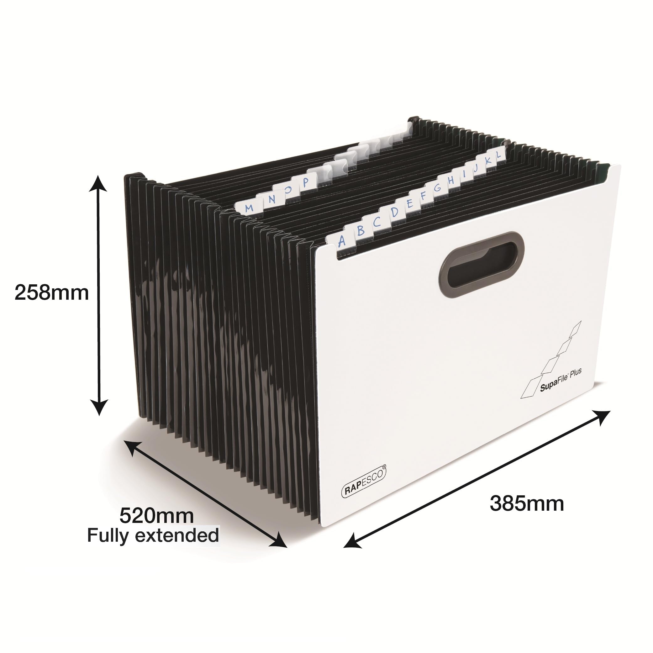 RAPESCO 1622 SupaFile Plus - 26-Part A4+ Expanding File Organiser | 1300 Sheet Capacity | White/Black 5