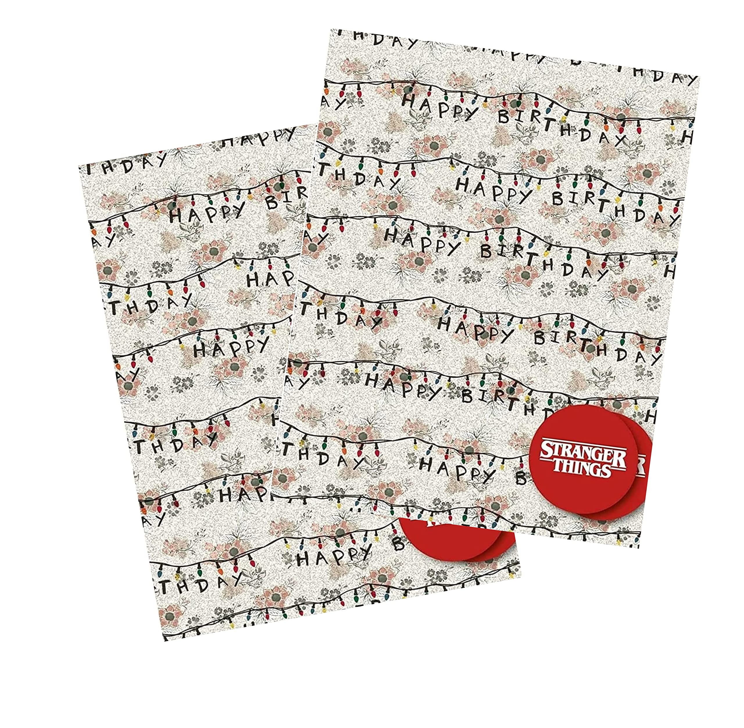 Danilo Promotions LTD Stranger Things Gift Wrapping Paper 2 Pack - 4 Sheets & 4 Tags | 70cm x 50cm