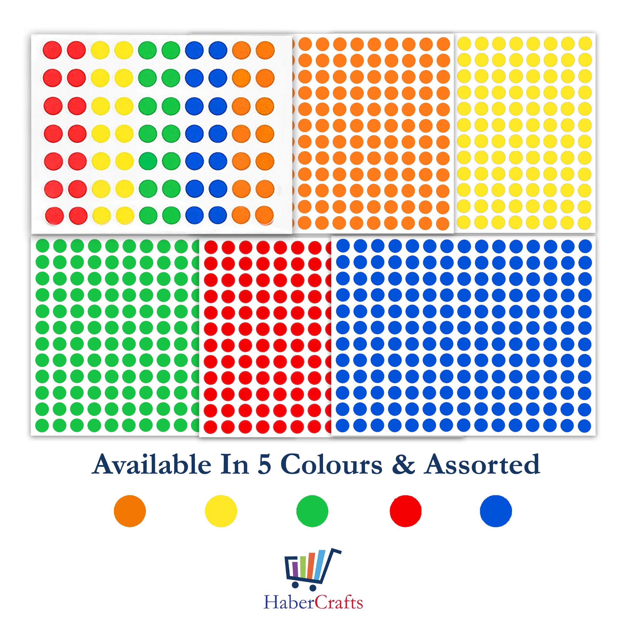 Habercrafts 8mm Yellow Dot Colour-Coding Labels - 490 Stickers | Premium Paper | Residue-Free Adhesive 8