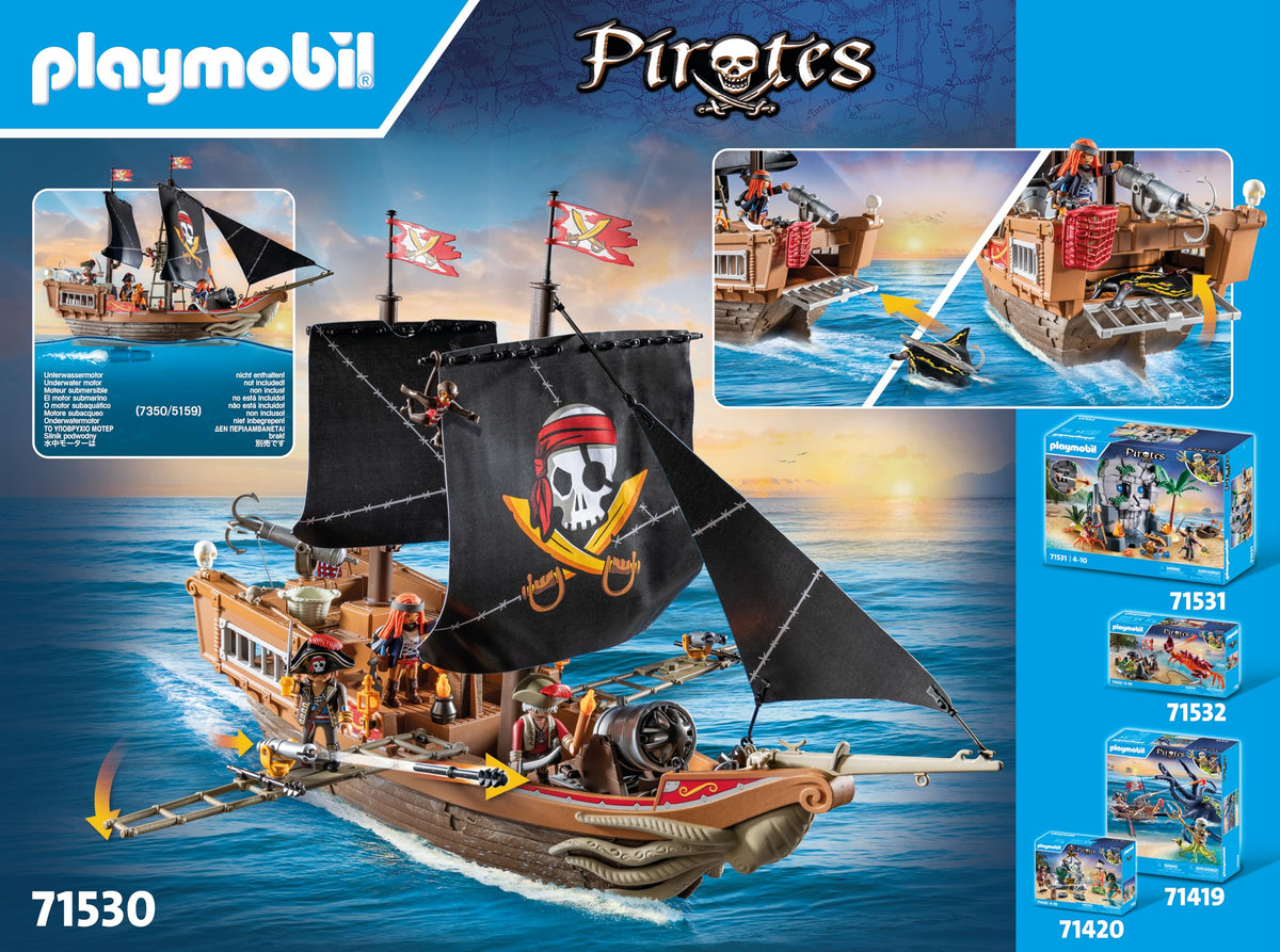 Playmobil Pirate Ship Playset - Ages 4+ | 137 Pieces | Plastic 8