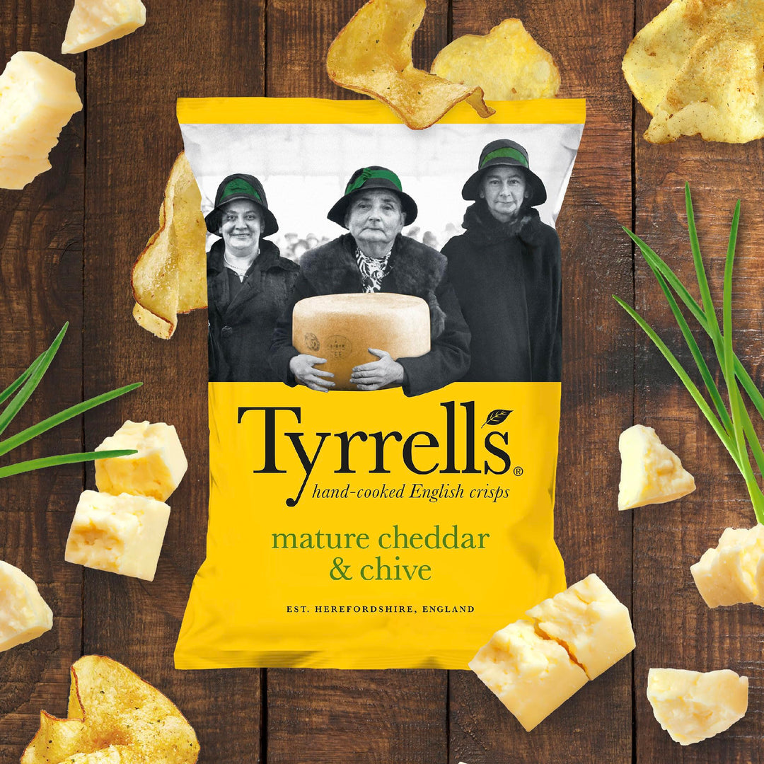 Tyrrells Hand-Cooked Mature Cheddar & Chive Crisps 150g