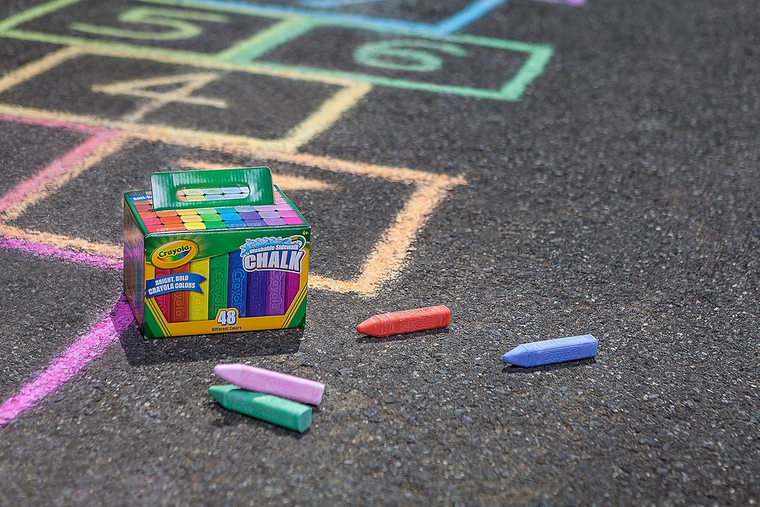 Crayola Washable Sidewalk Chalk - 48 Piece Anti-Roll Bright Colored Chalk Set 7
