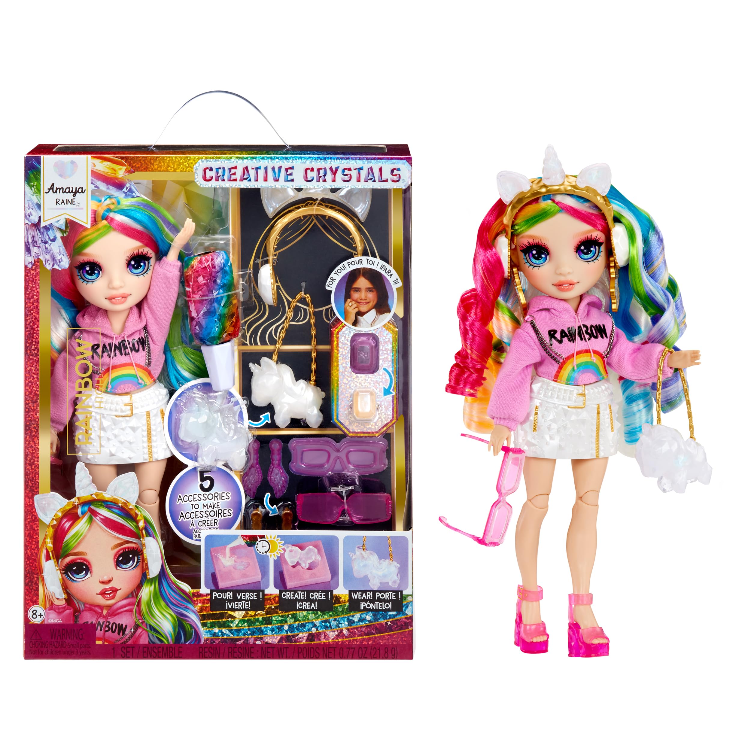 Rainbow High Creative Crystals Amaya Doll - 28 cm Fashion Doll with DIY Crystal Accessory Make It Kit | Ages 8+ 1