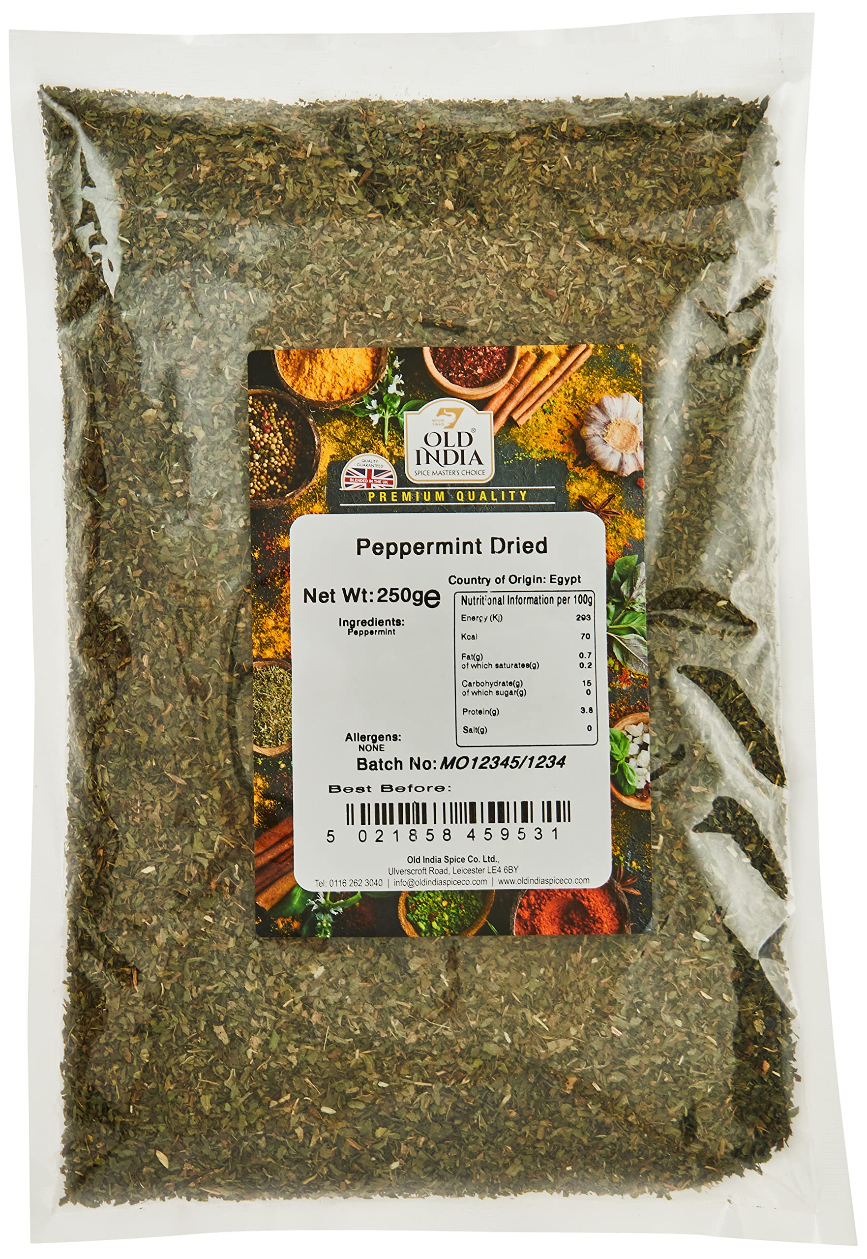 Old India Dried Peppermint Leaf - 100% Natural Whole Spice | 250g