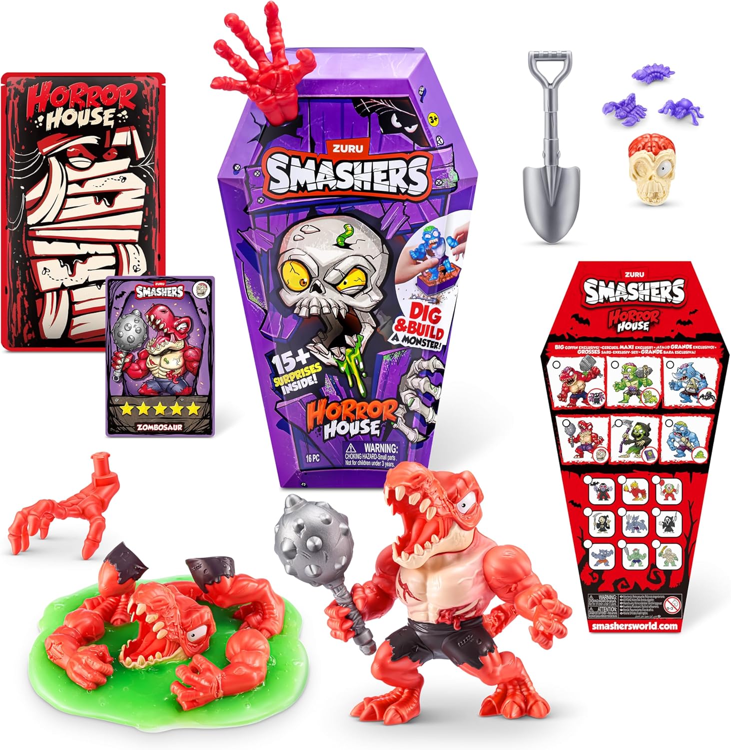 Smashers Horror House (Zombosaur) by ZURU - Interactive Dig and Dissect Playset for Kids