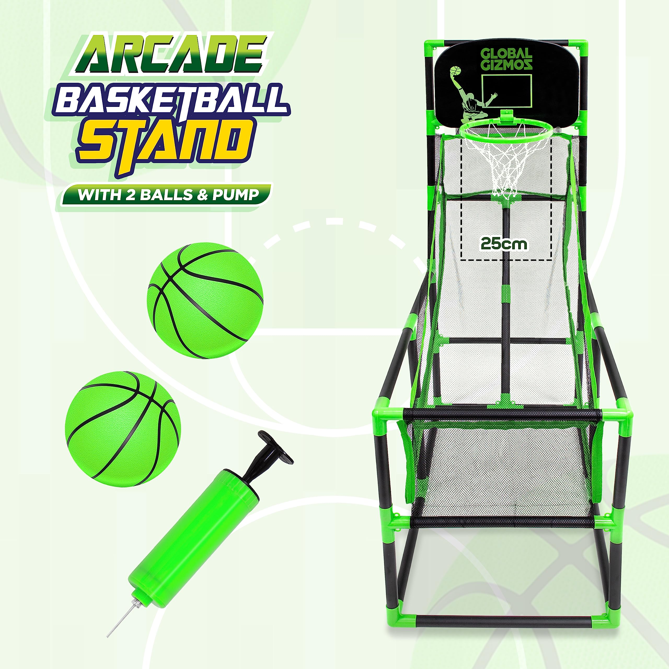 Global Gizmos 55629 Arcade Basketball Hoop - Indoor/Outdoor Use with 2 Balls & Pump 8