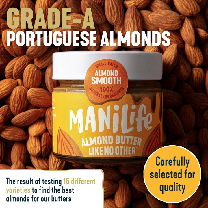 MANÍLIFE Smooth Almond Butter, 1kg Jar - Vegan Nut Spread with Sea Salt