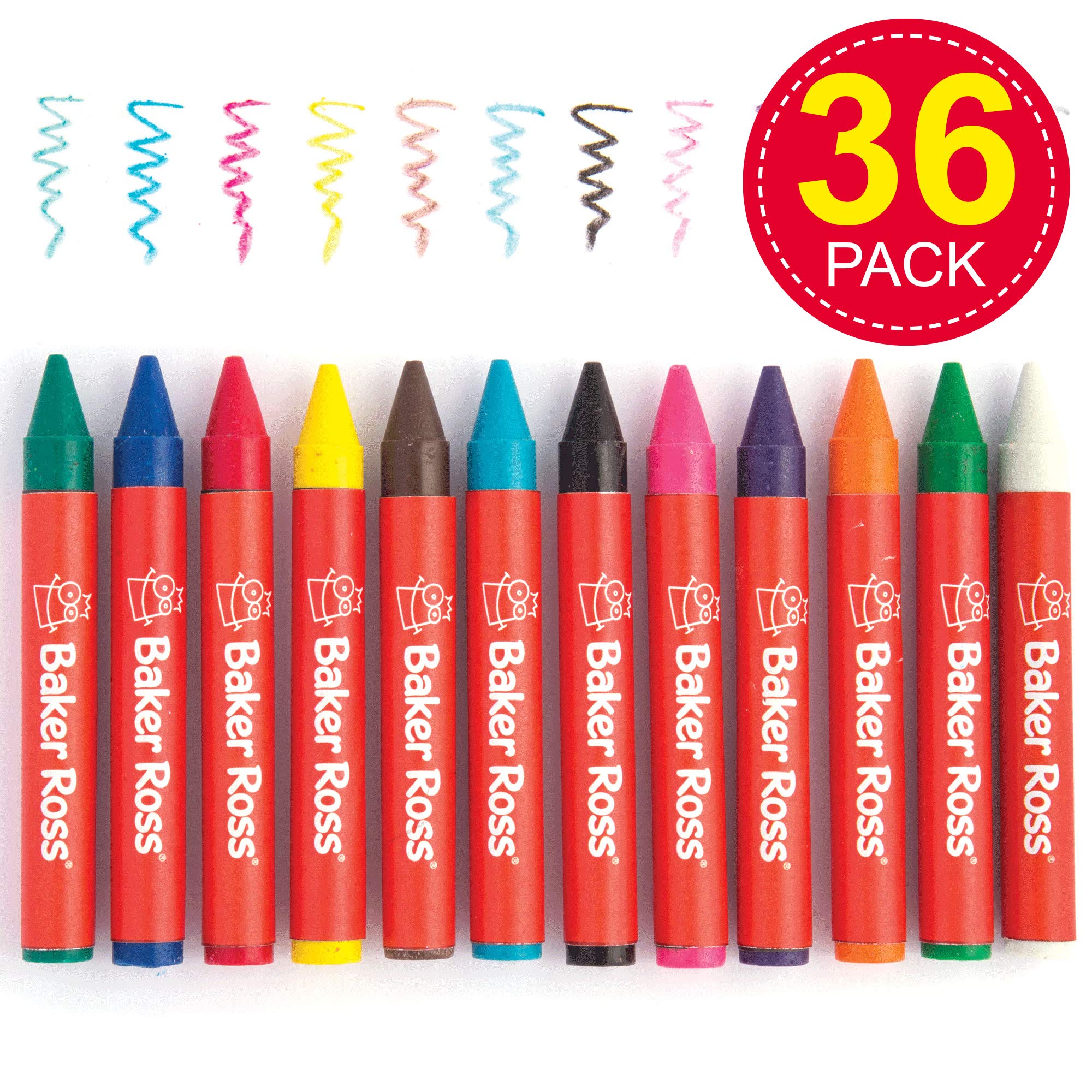 Baker Ross Chunky Wax Crayons for Kids - 3 Boxes of 12 Count (36 Total) | Smooth Application 2