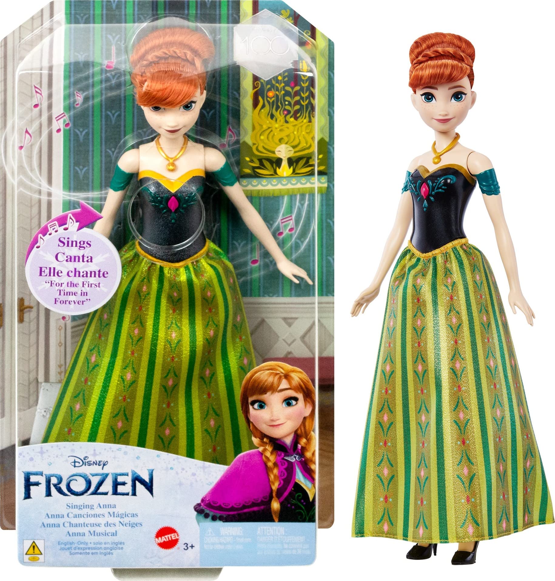 Disney Frozen Singing Anna Doll - Plays 'For the First Time in Forever' Song, Wears Signature Castle Outfit, Soft Brushable Hair, Ages 3+, HLW56