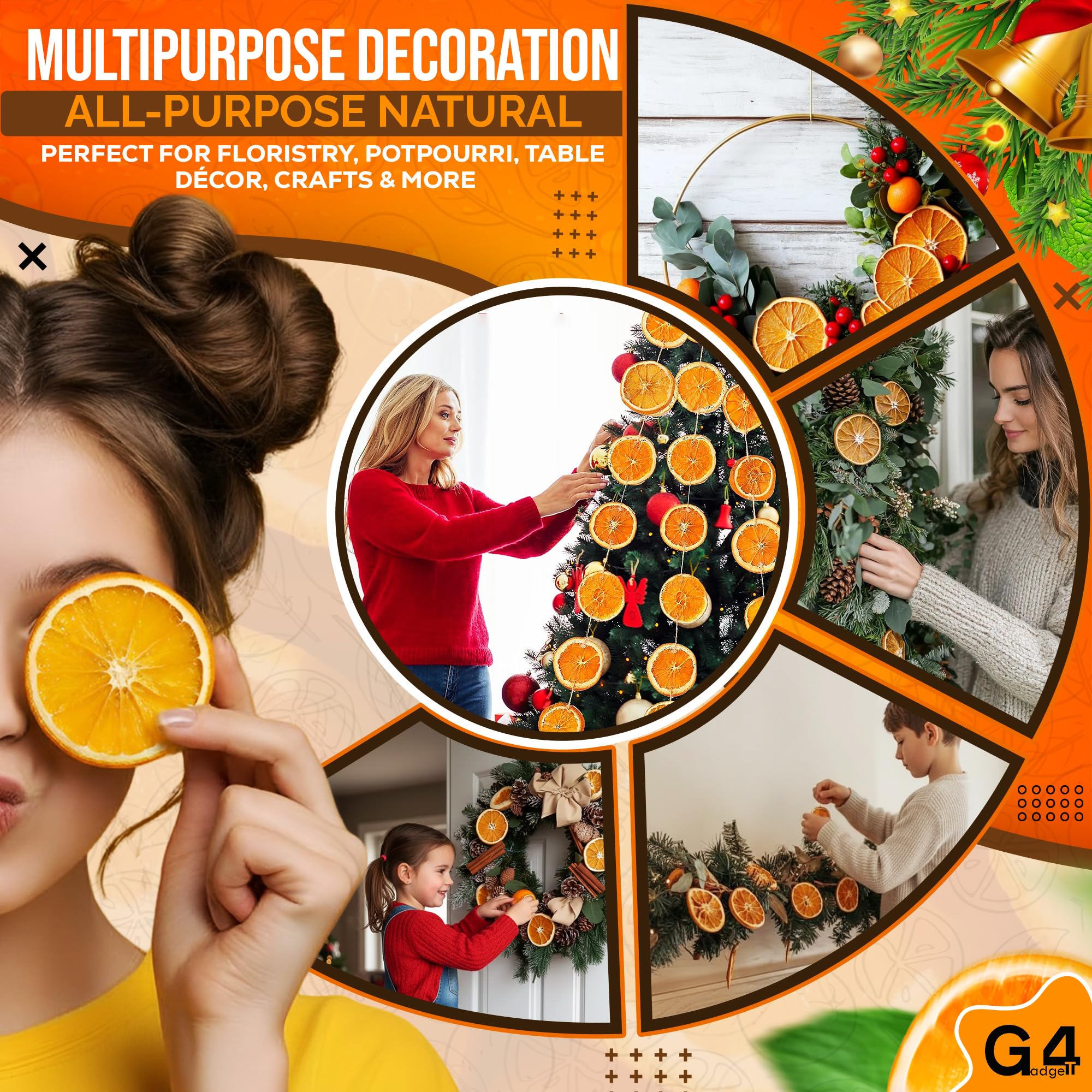 G4GADGET Dried Orange Slices - Approx. 15 Slices | 4-5cm Diameter | For Decoration Only 9