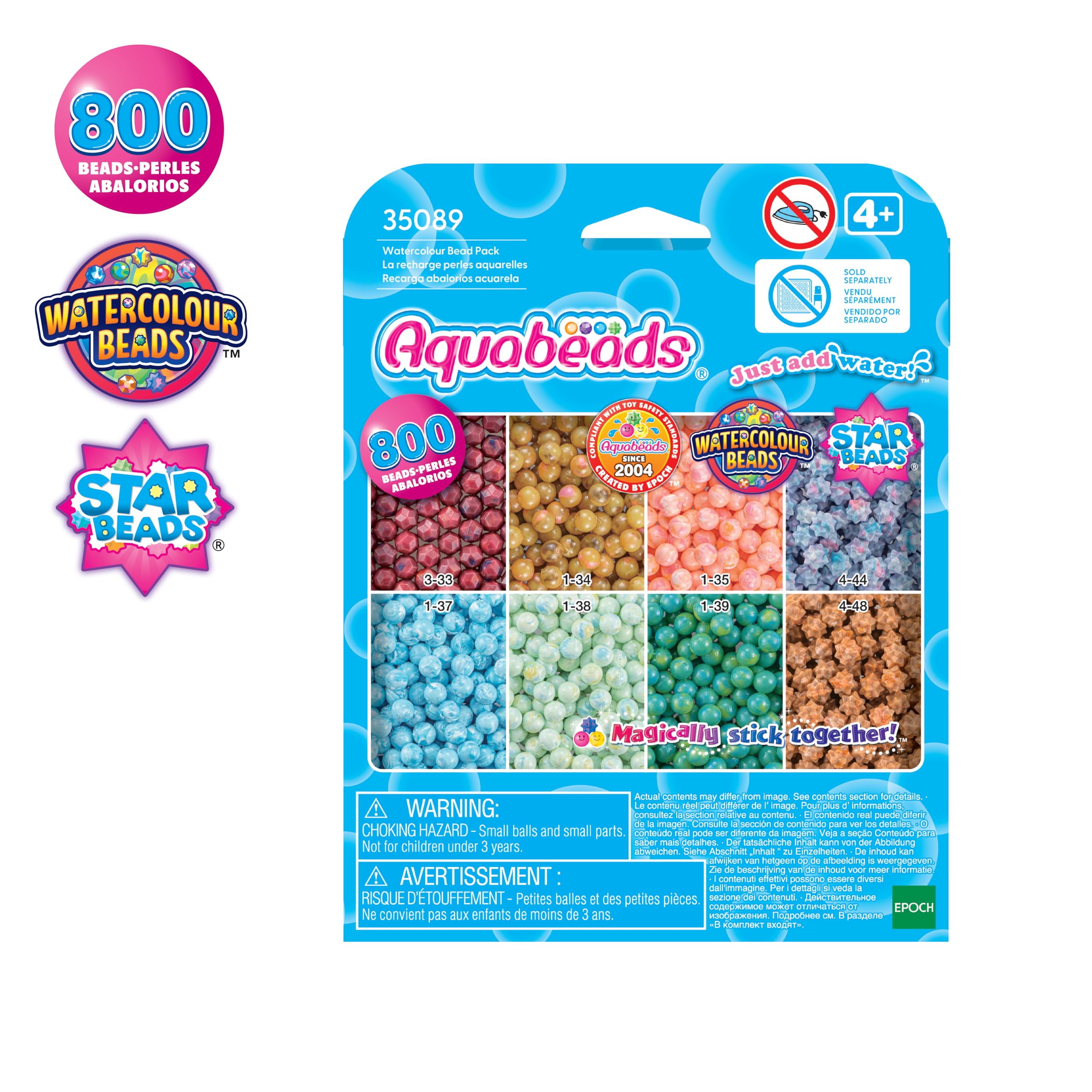 Aquabeads Watercolour Bead Pack Refill Set - 800 Beads, Mixed Colours (35089) 2