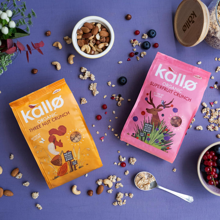 Kallo Crunchy Superfruit Granola, 360g – Organic, Vegan, High Fibre with Blueberries, Cranberries & Blackcurrants